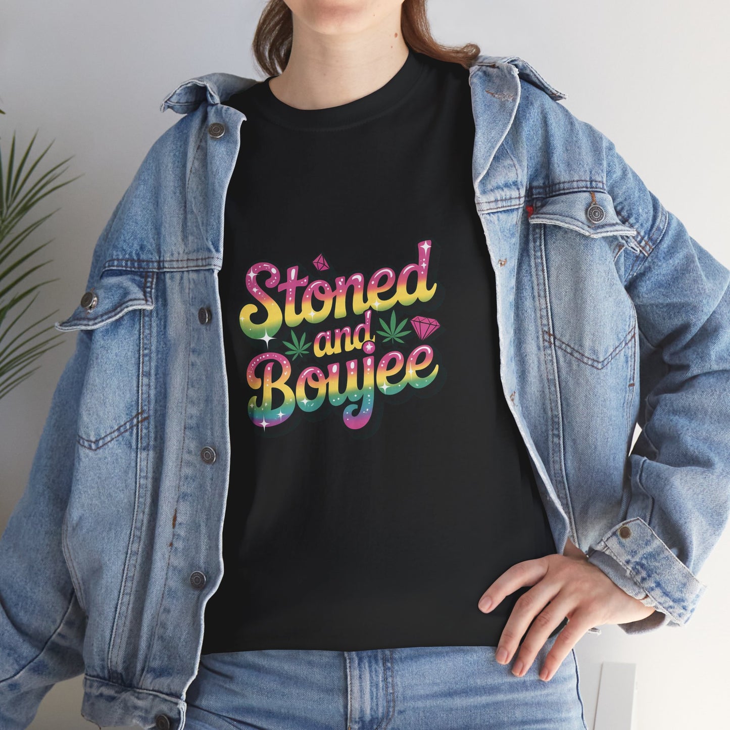 T-Shirt — "Stoned and Boujee" Colorful Retro Graphic Tee