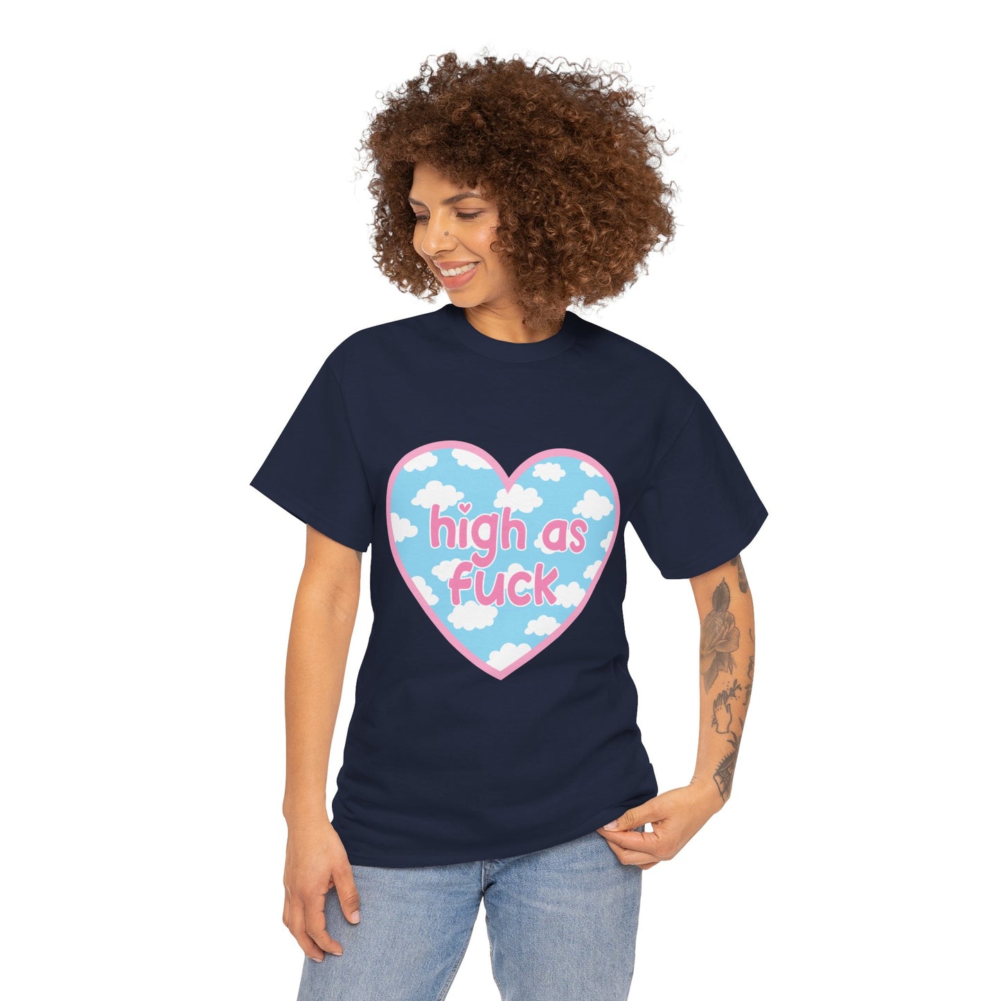 High as F*** Heart Tee — Cute Pastel Cloud Graphic T-Shirt