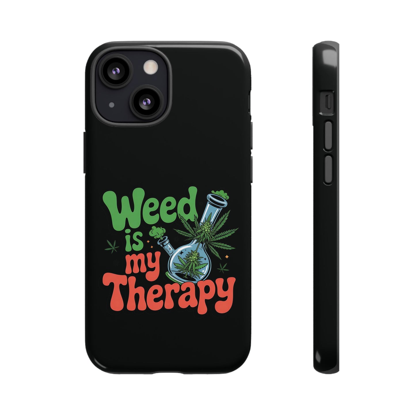 Phone Case — "Weed Is My Therapy" Retro Cannabis Design