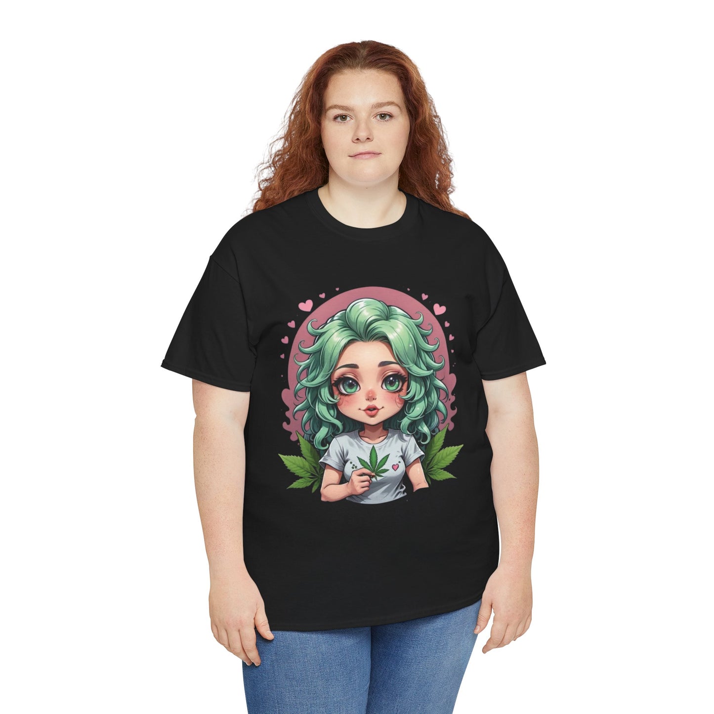 Plant Girl Cute Tee — Green Hair Anime Girl Graphic T-Shirt