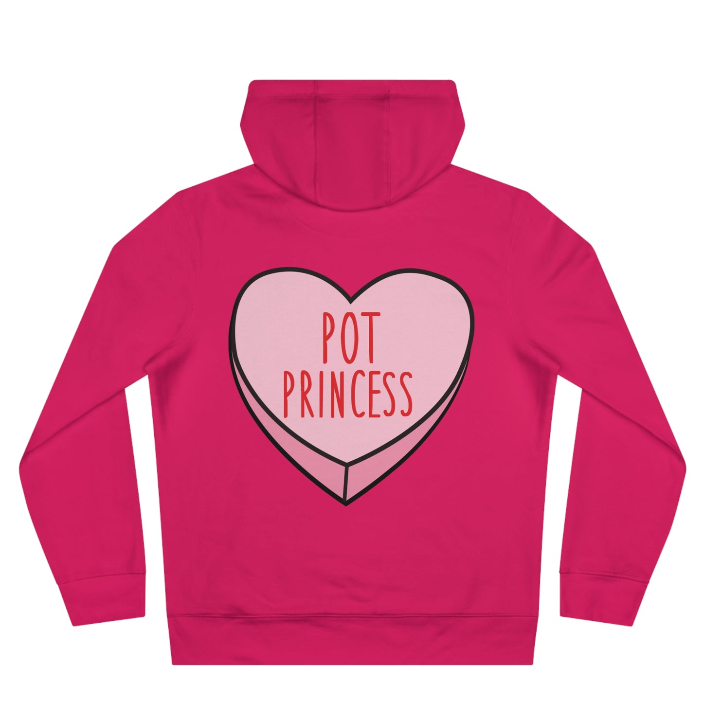 High Vibes Pot Princess Hoodie – Cute Pink Heart 420 Graphic Hooded Sweatshirt