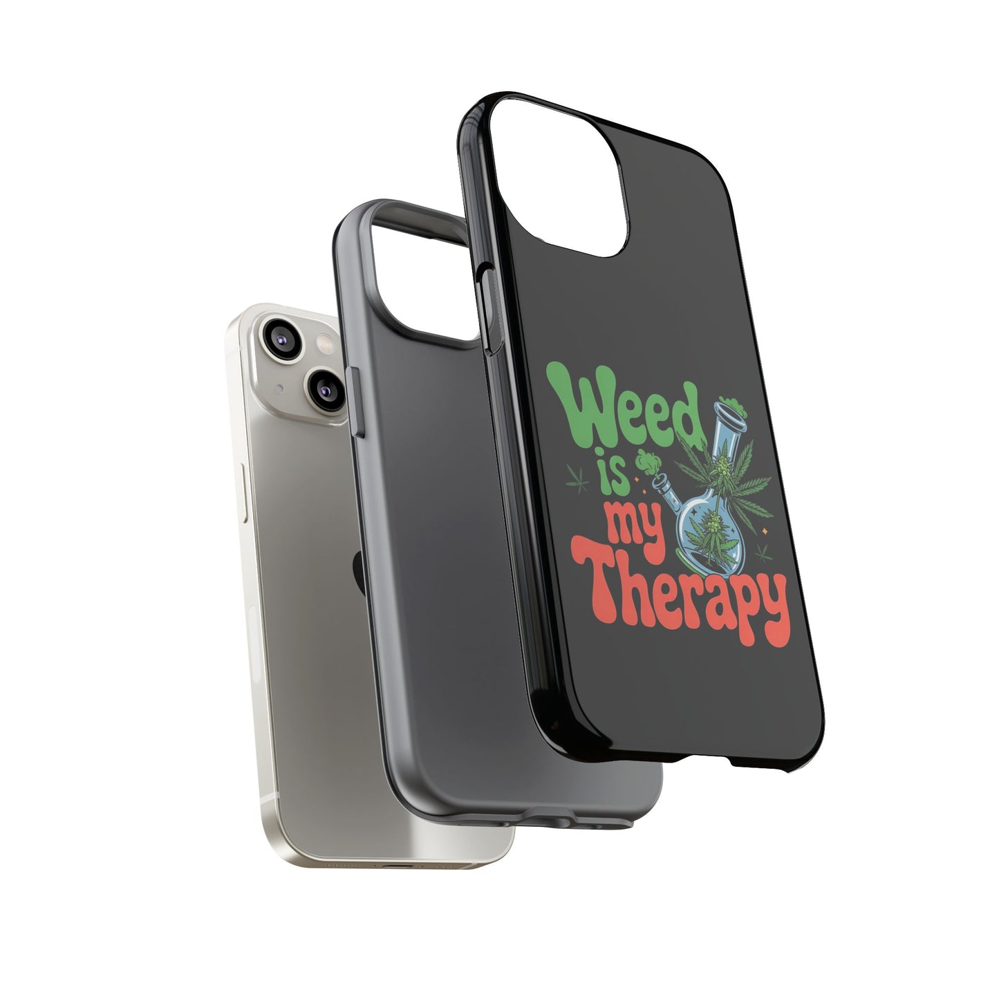 Phone Case — "Weed Is My Therapy" Retro Cannabis Design