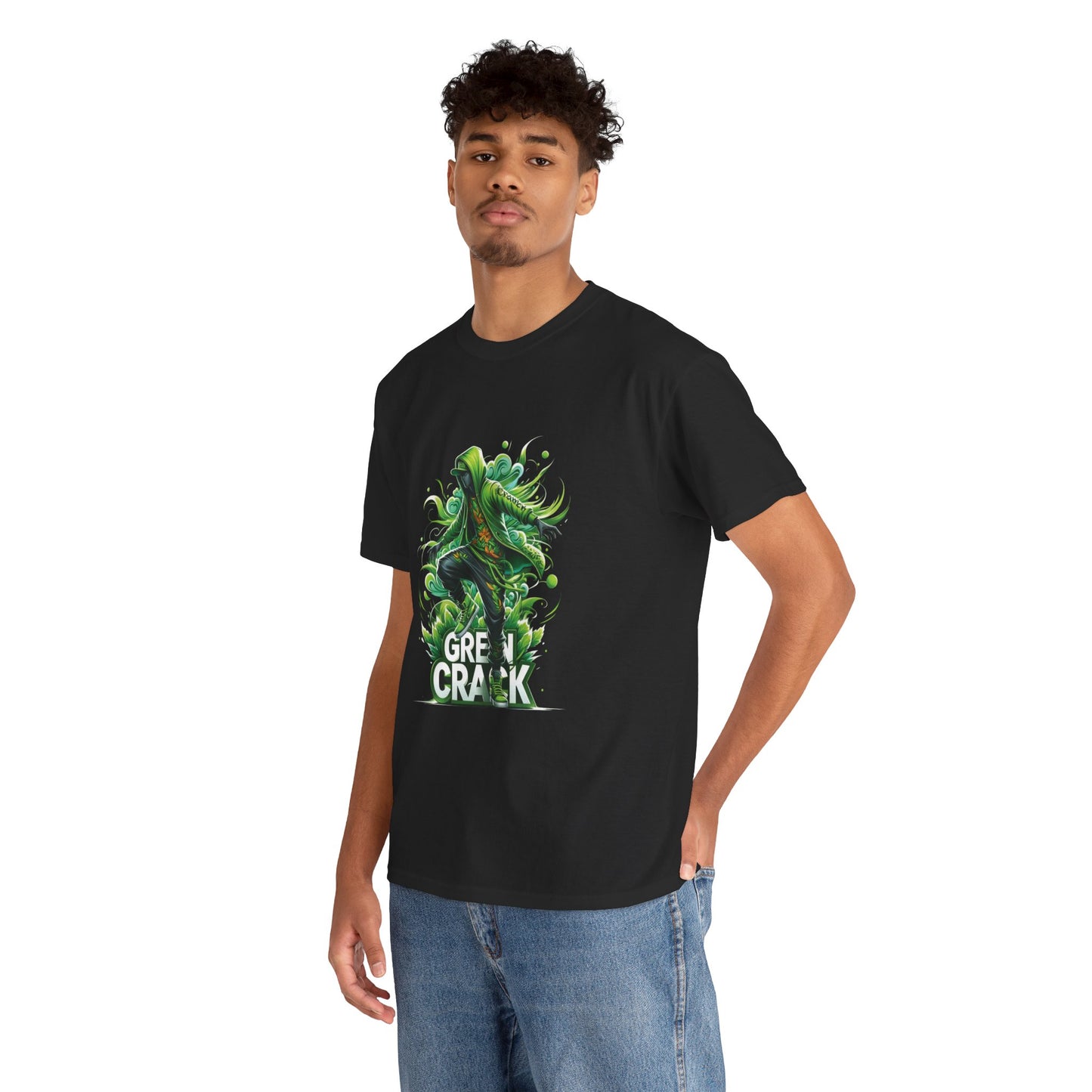 Green Crack Skateboarder T-Shirt — Urban Skate Tee with 'GREEN CRACK' Graphic