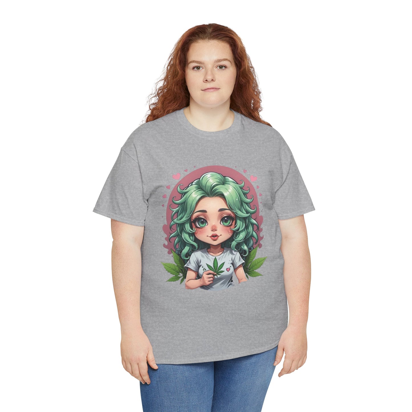Plant Girl Cute Tee — Green Hair Anime Girl Graphic T-Shirt