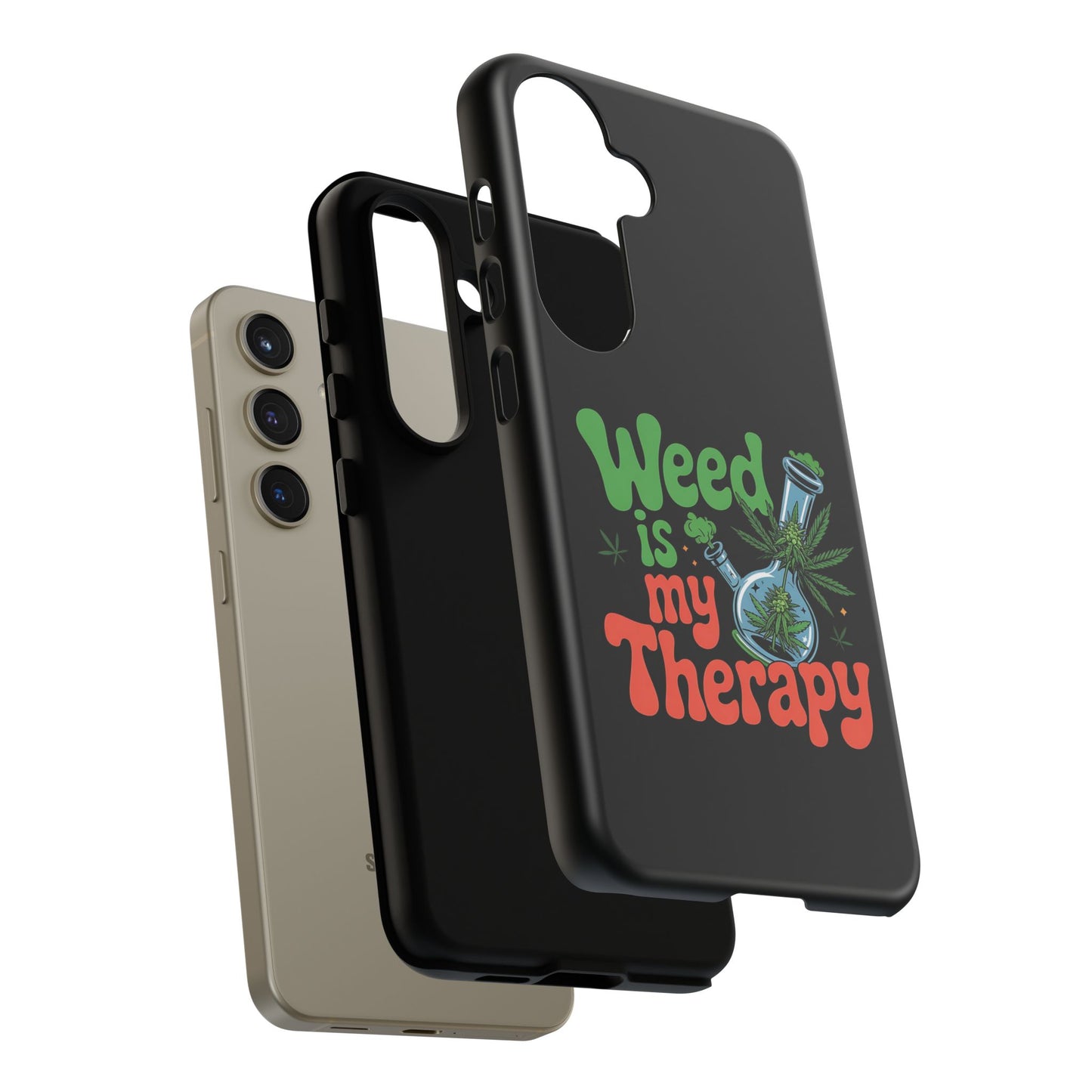 Phone Case — "Weed Is My Therapy" Retro Cannabis Design