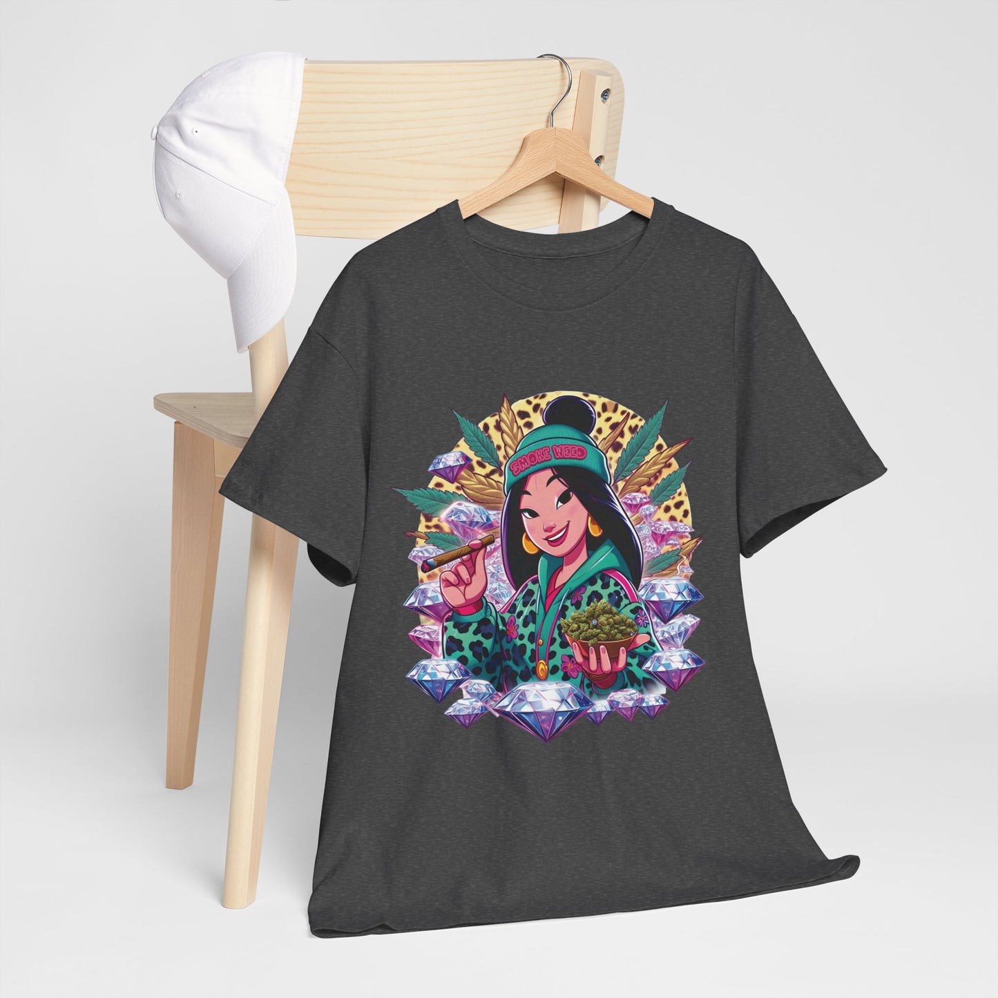 Mulan Floral Portrait T‑Shirt — Vibrant Asian Princess Illustration Tee