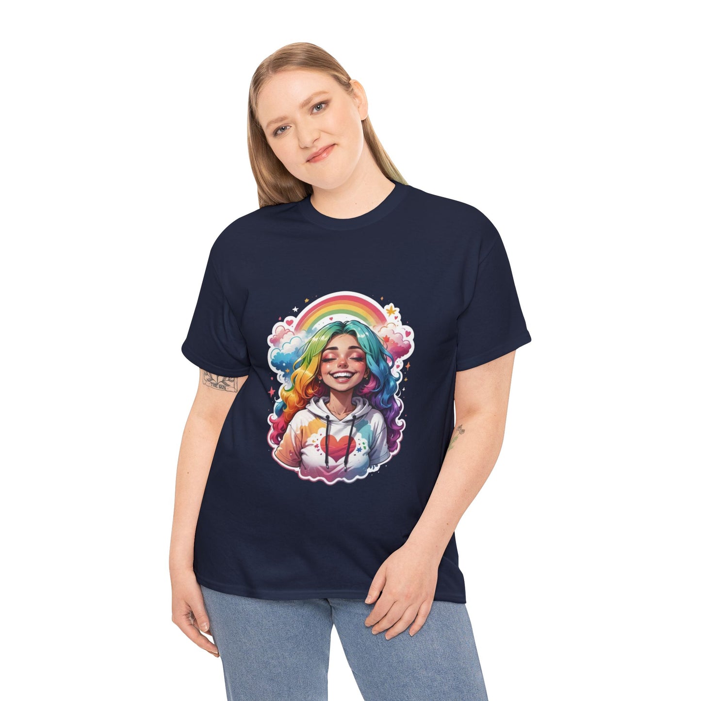 Rainbow Girl T-Shirt — Colorful Smiling Portrait Tee