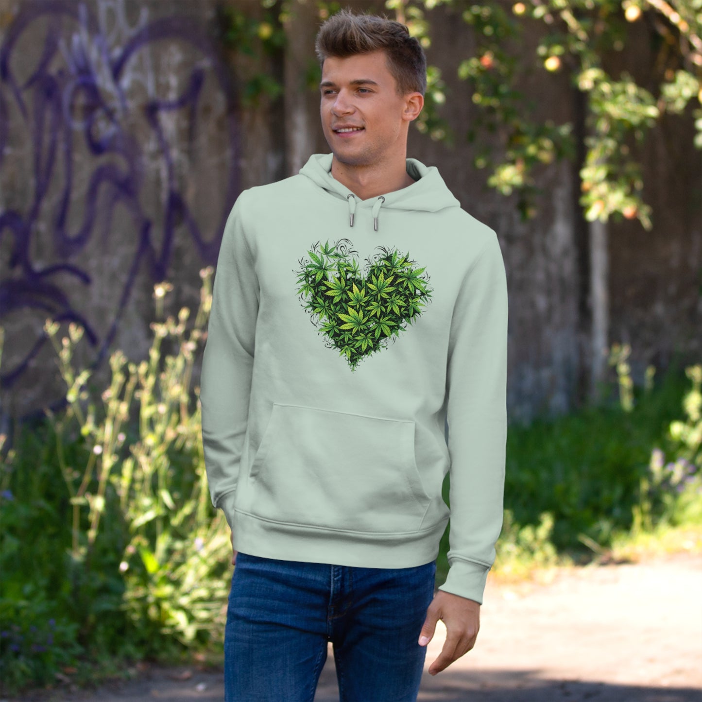 Green Heart Hoodie — 'Take the High Road' Green Heart Leaf Hoodie