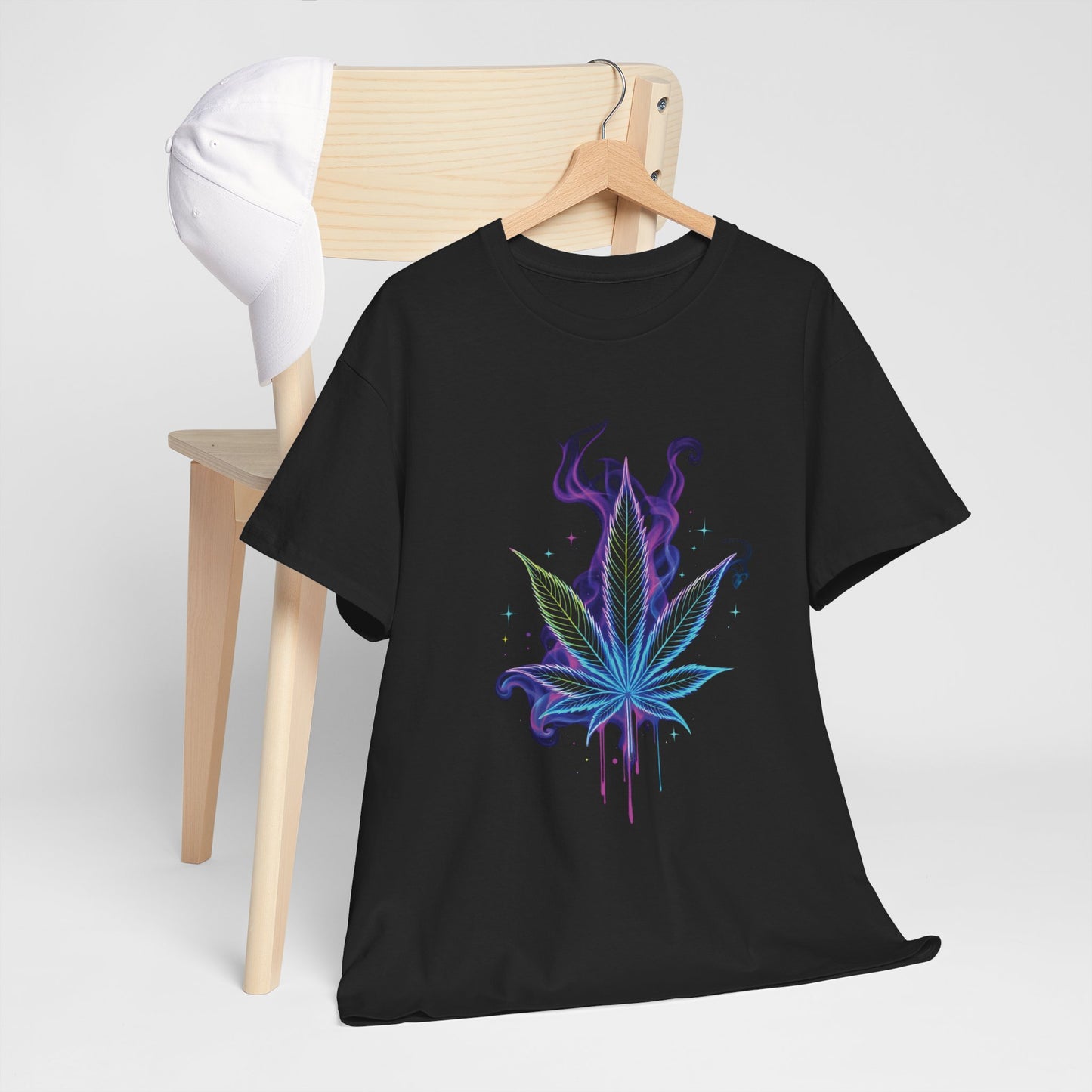 Psychedelic Neon 420 Leaf T-Shirt – Glow Smoke Plant Graphic Tee