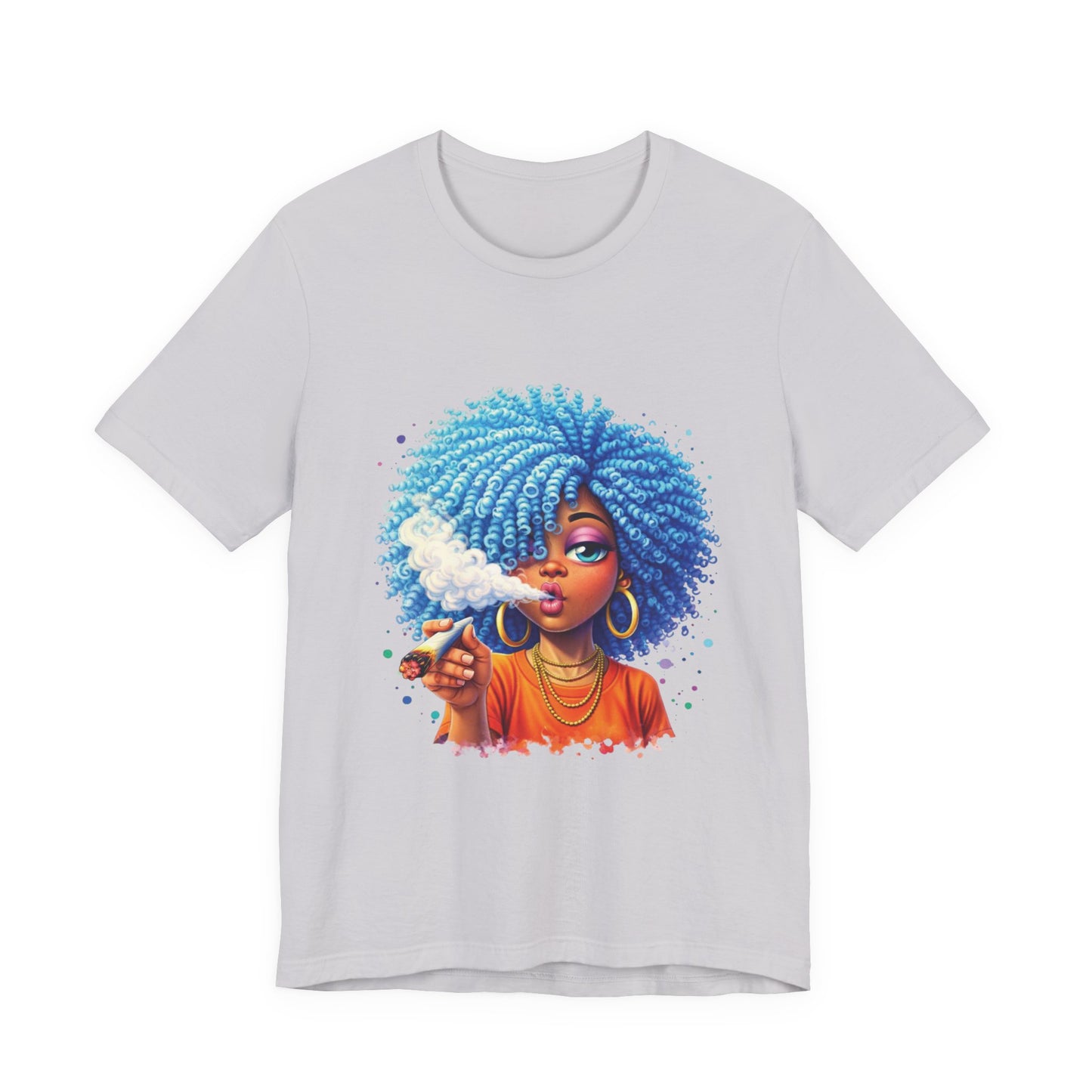 Afro Puff Vibes T-Shirt — Cool Blue Hair Graphic Tee