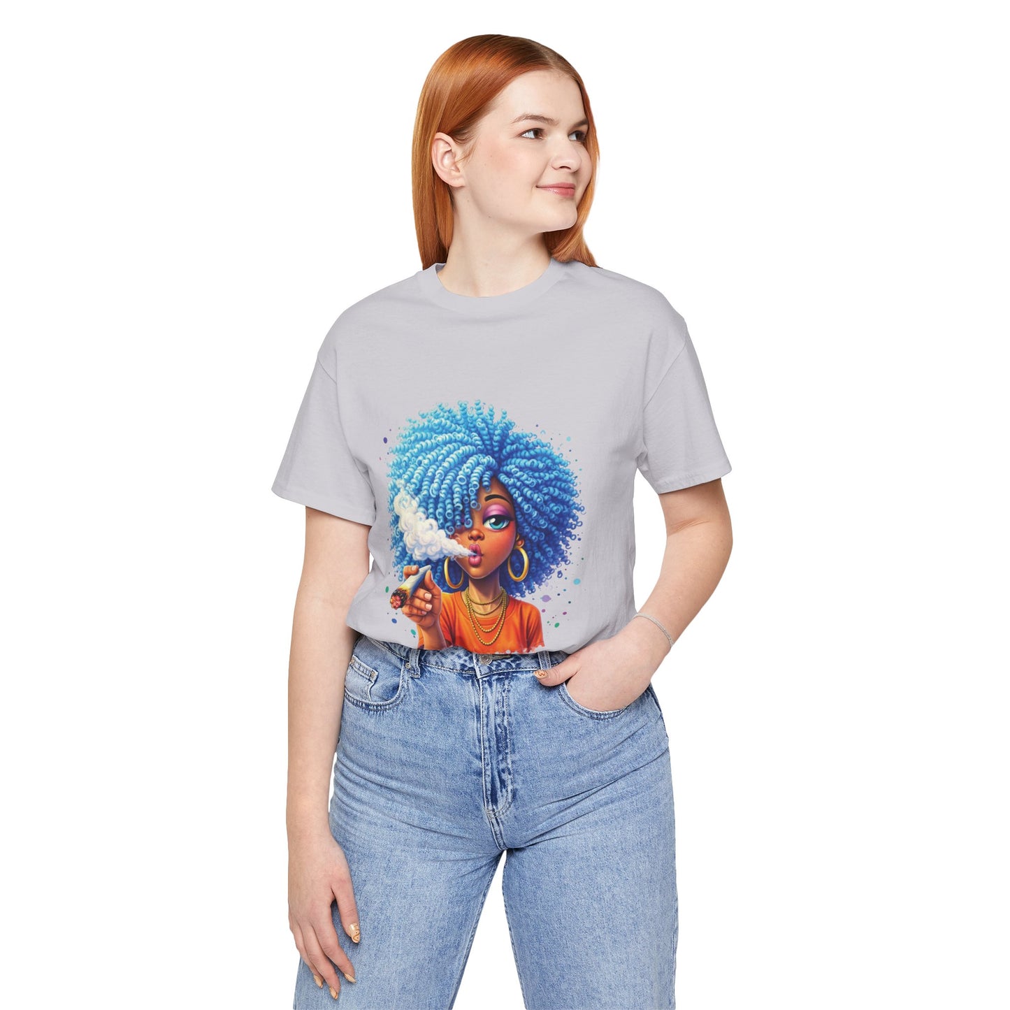 Afro Puff Vibes T-Shirt — Cool Blue Hair Graphic Tee