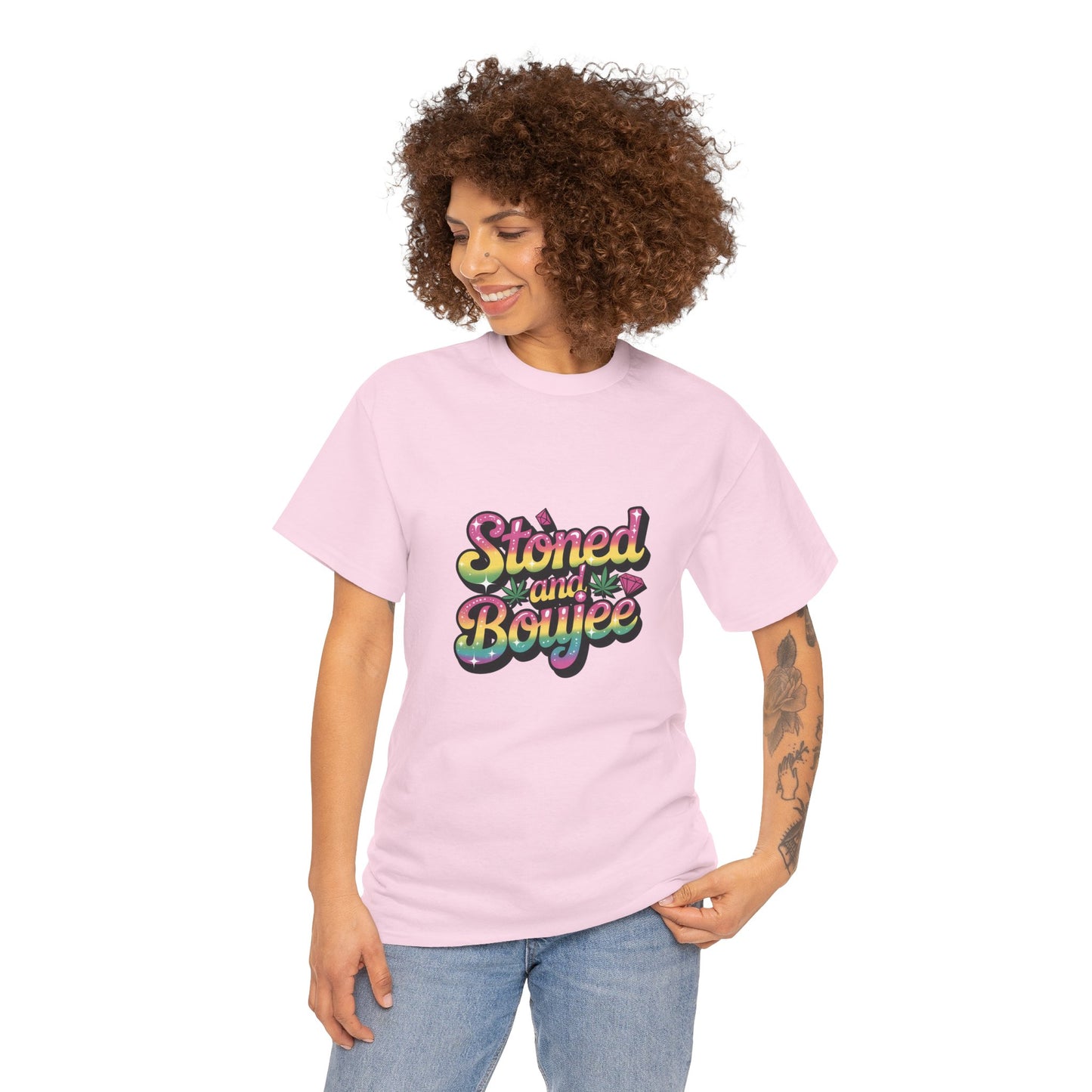 T-Shirt — "Stoned and Boujee" Colorful Retro Graphic Tee