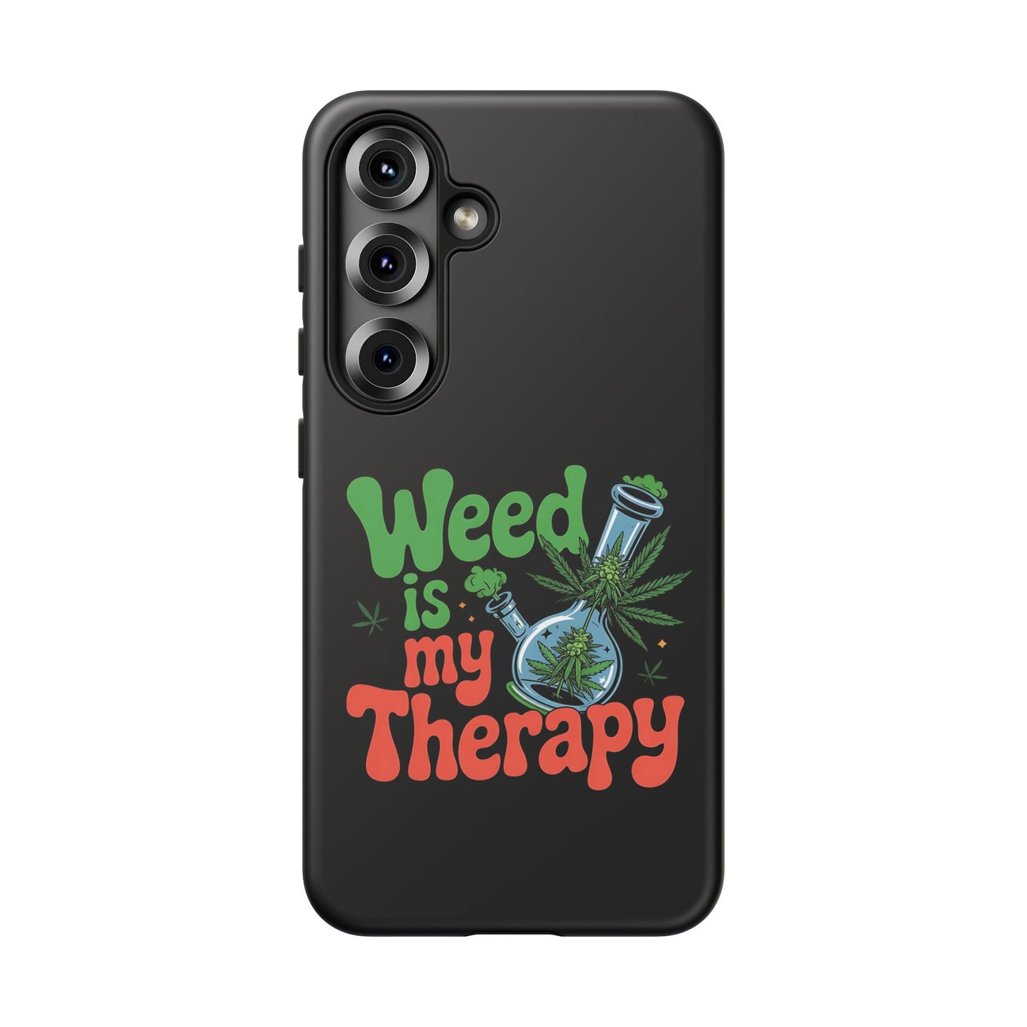 Phone Case — "Weed Is My Therapy" Retro Cannabis Design