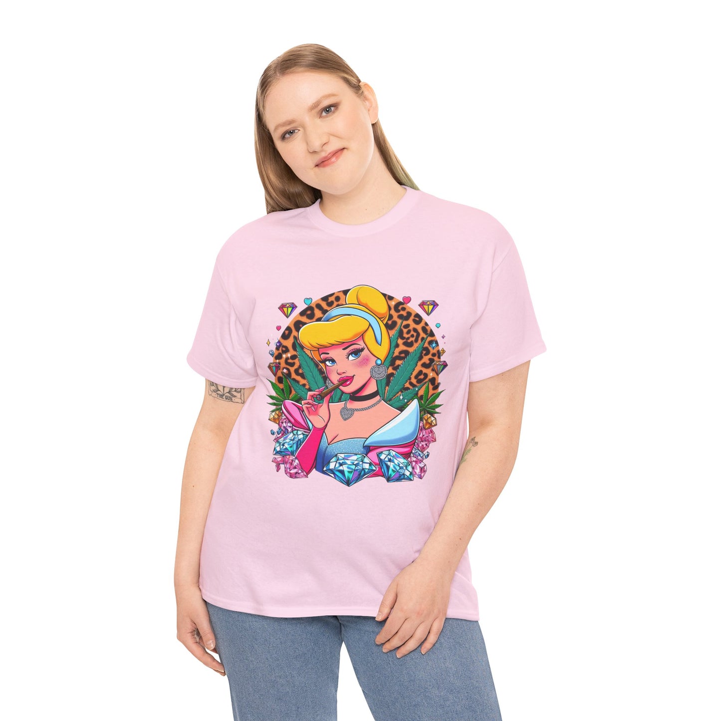 Cinderella Retro Pinup Tee — "Look Like Barbie, Smoke Like Marley" Graphic T‑Shirt