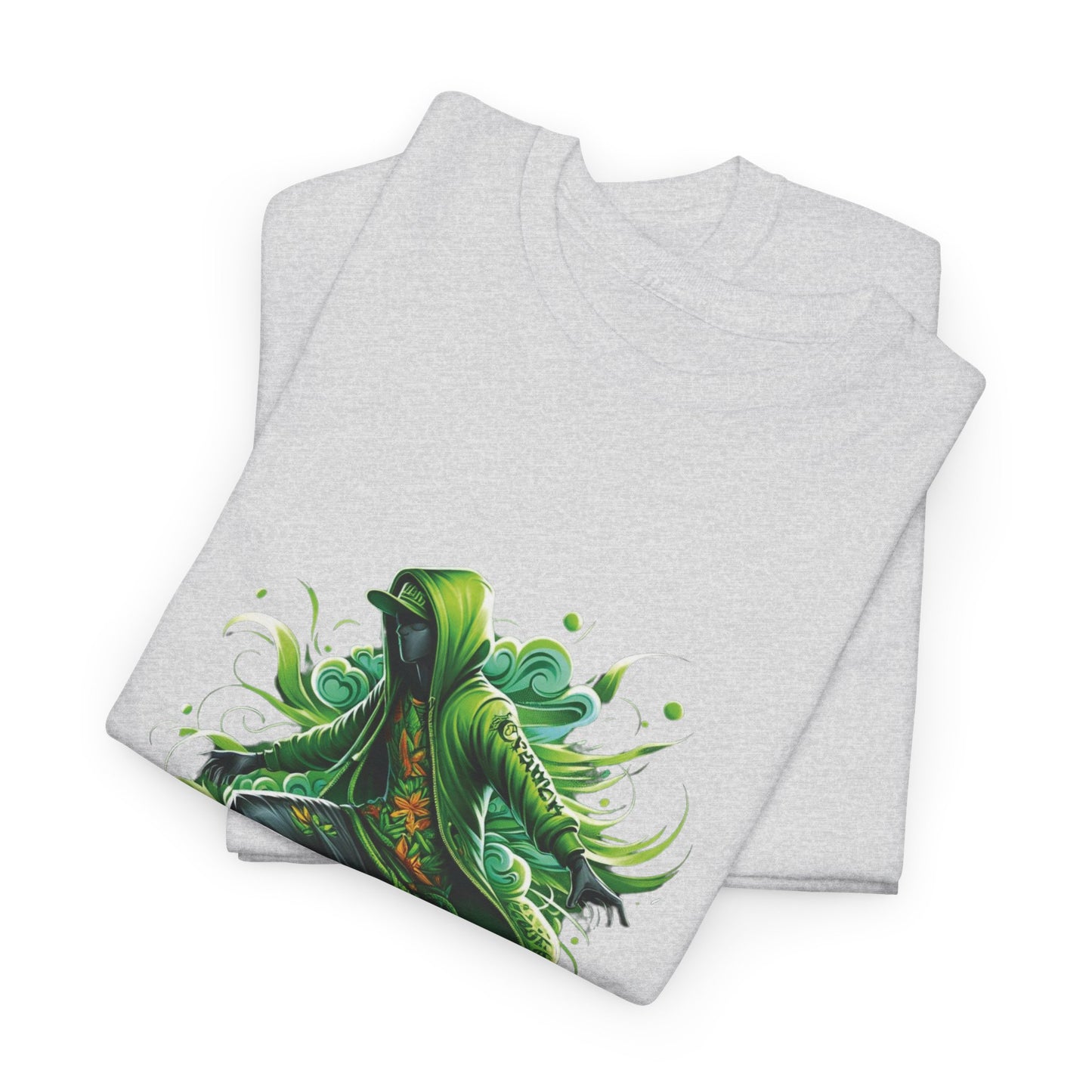 Green Crack Skateboarder T-Shirt — Urban Skate Tee with 'GREEN CRACK' Graphic