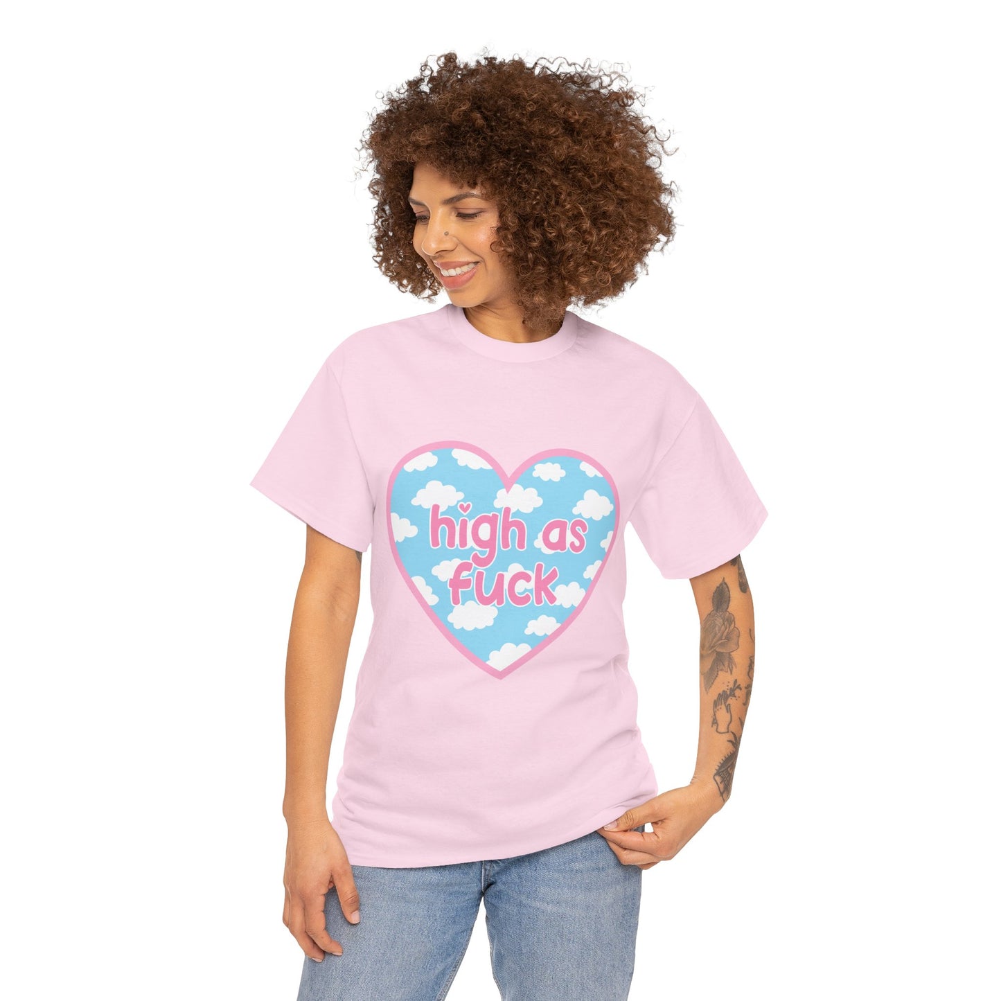 High as F*** Heart Tee — Cute Pastel Cloud Graphic T-Shirt