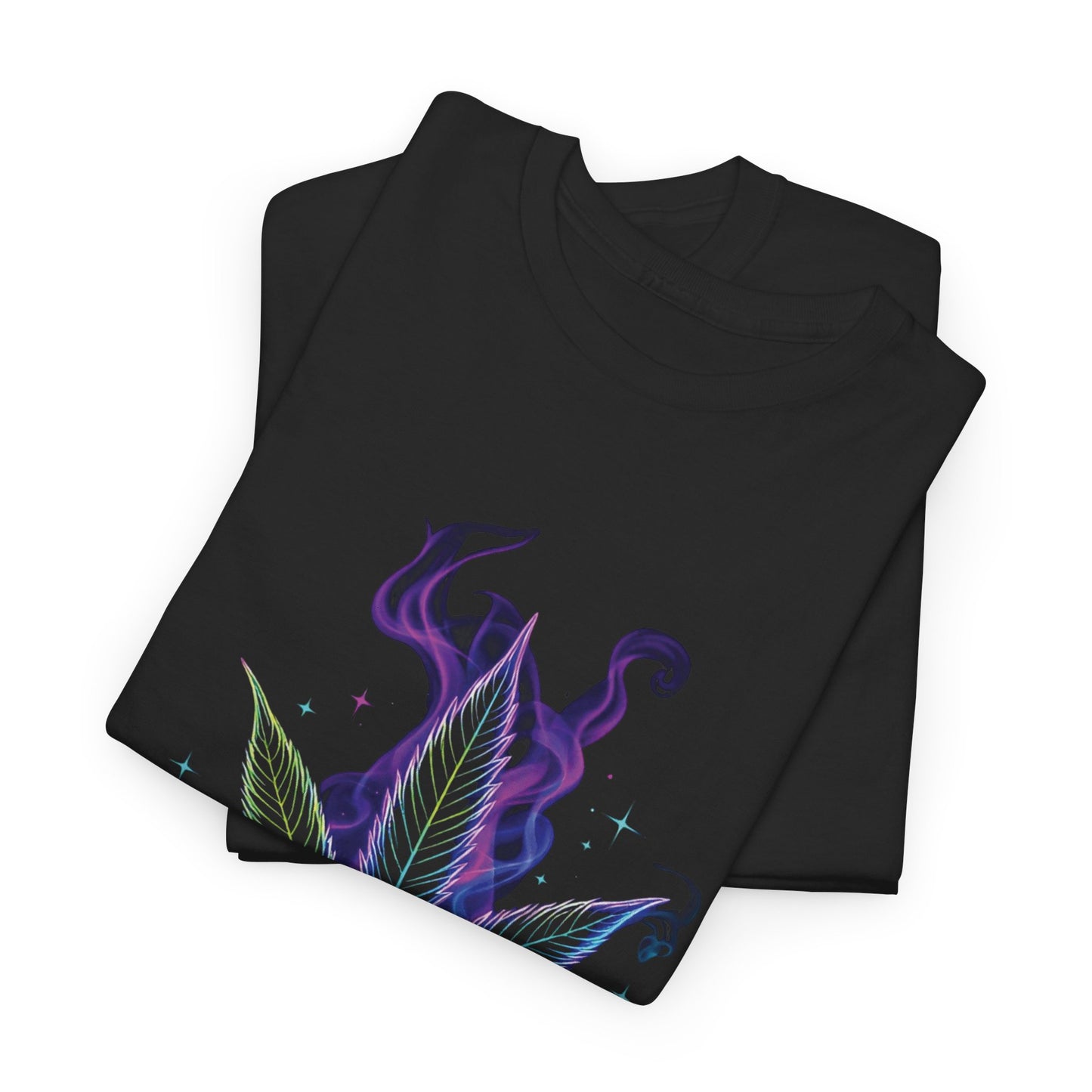 Psychedelic Neon 420 Leaf T-Shirt – Glow Smoke Plant Graphic Tee