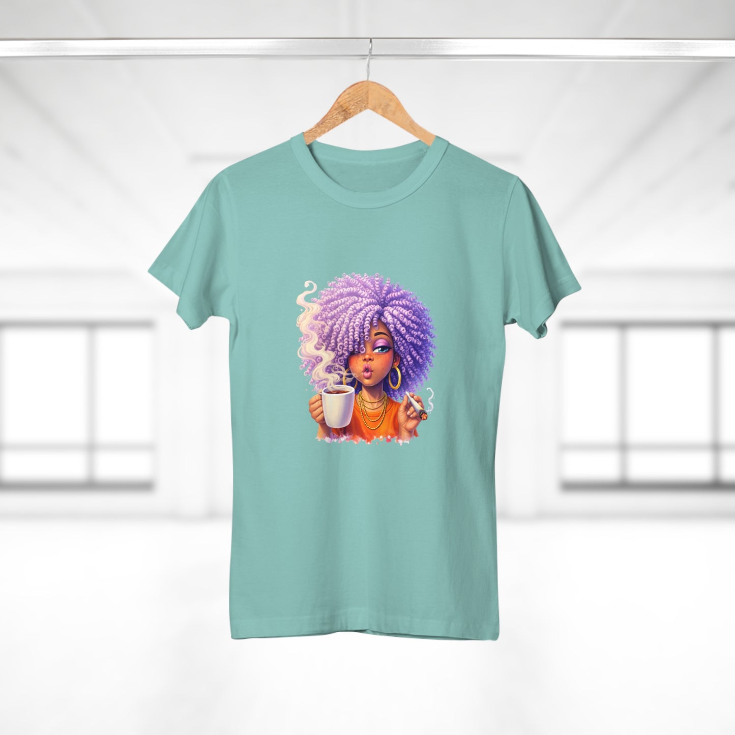 Women's T-Shirt — Afro Puff Coffee Girl Graphic Tee