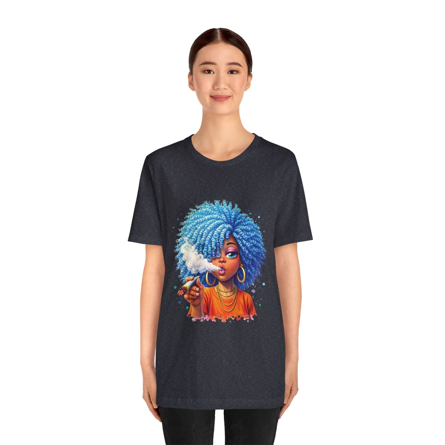 Afro Puff Vibes T-Shirt — Cool Blue Hair Graphic Tee