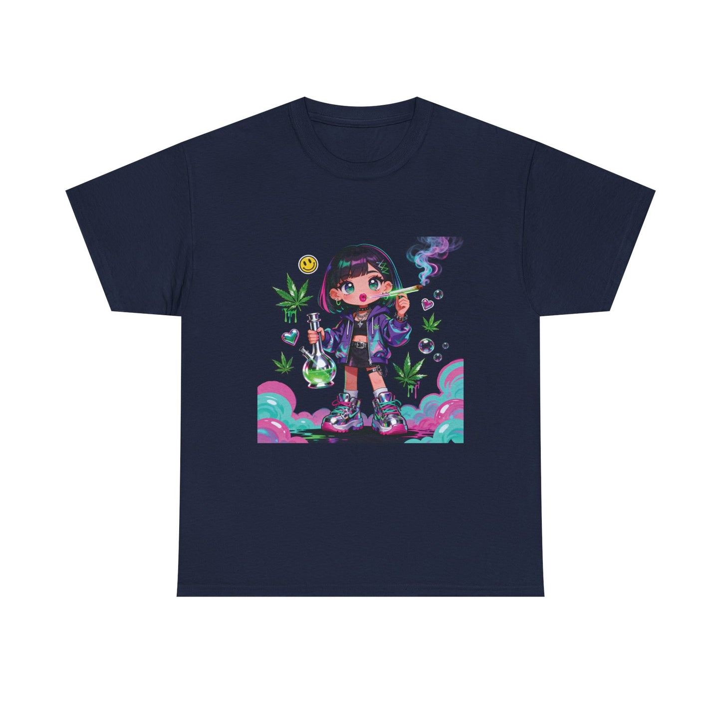 Graphic Tee — Cute Grunge Girl with 420 Art (Kawaii Stoner Aesthetic)