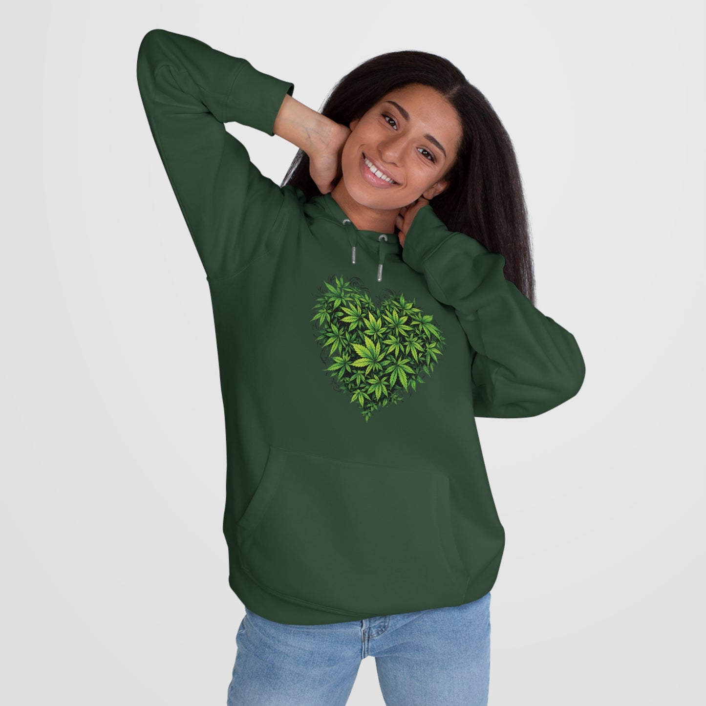 Green Heart Hoodie — 'Take the High Road' Green Heart Leaf Hoodie