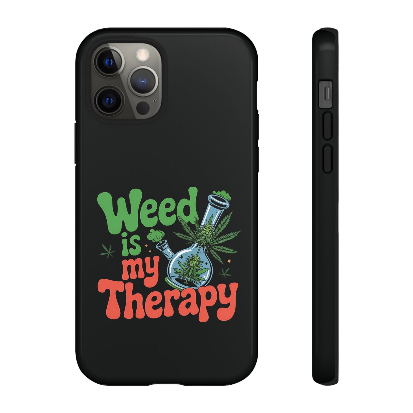 Phone Case — "Weed Is My Therapy" Retro Cannabis Design
