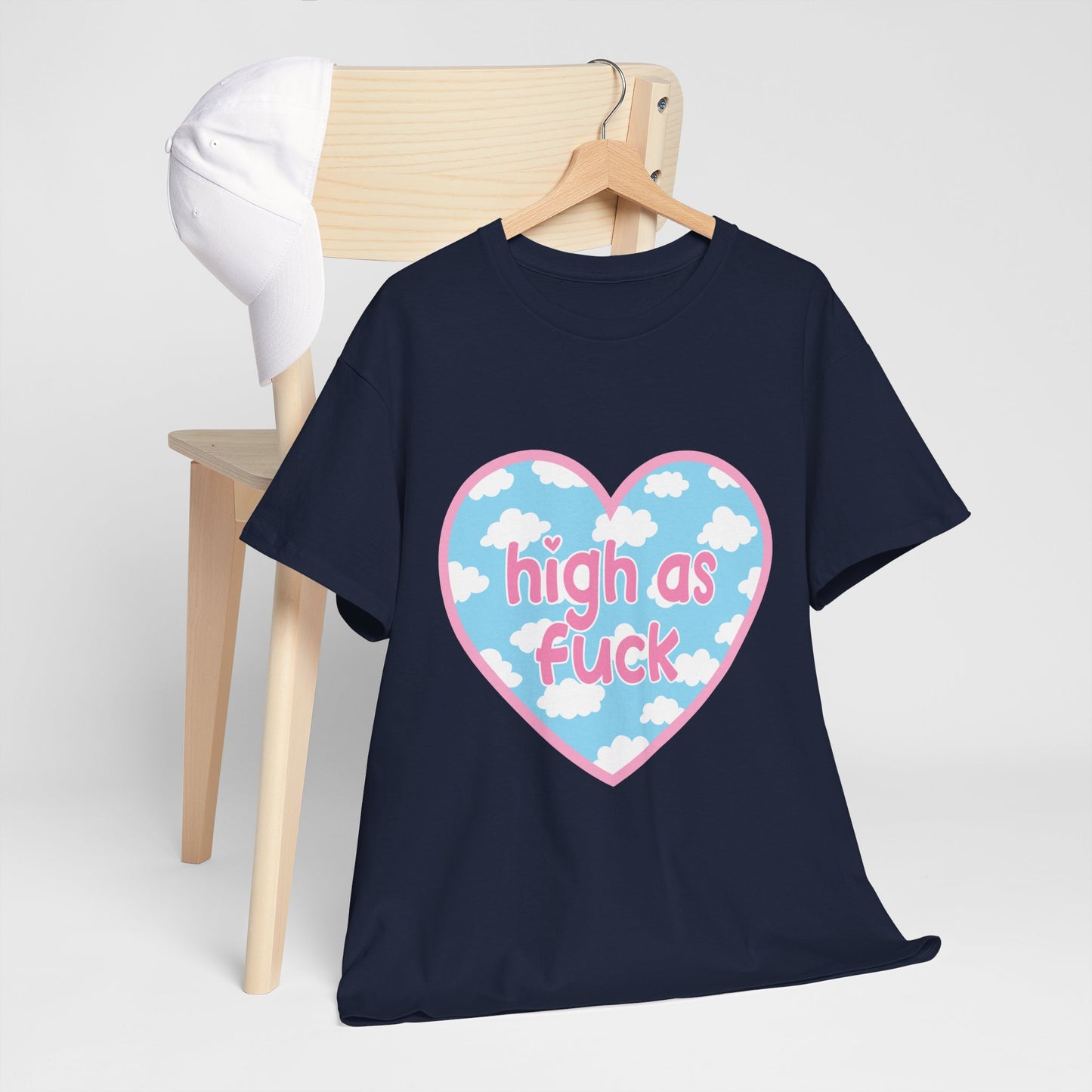 High as F*** Heart Tee — Cute Pastel Cloud Graphic T-Shirt