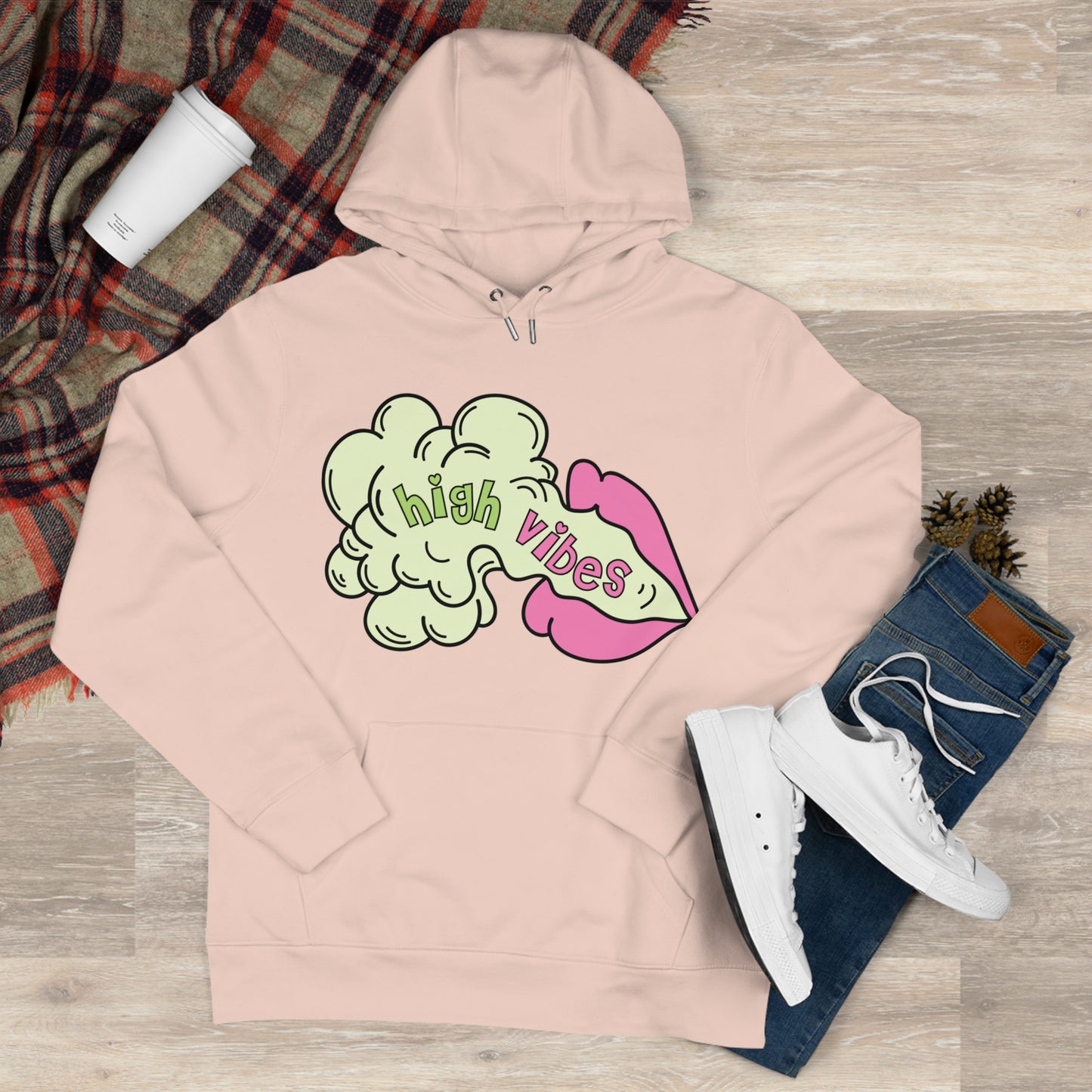 High Vibes Pot Princess Hoodie – Cute Pink Heart 420 Graphic Hooded Sweatshirt