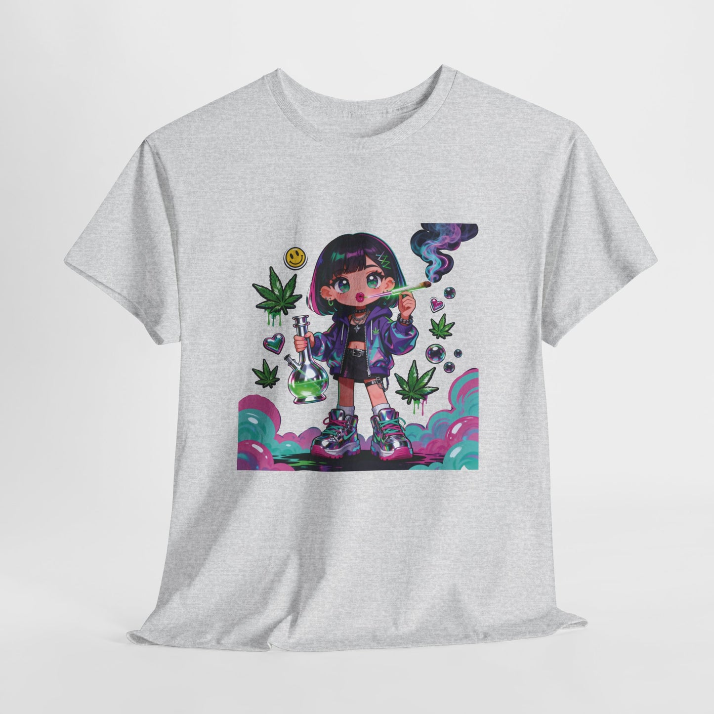 Graphic Tee — Cute Grunge Girl with 420 Art (Kawaii Stoner Aesthetic)