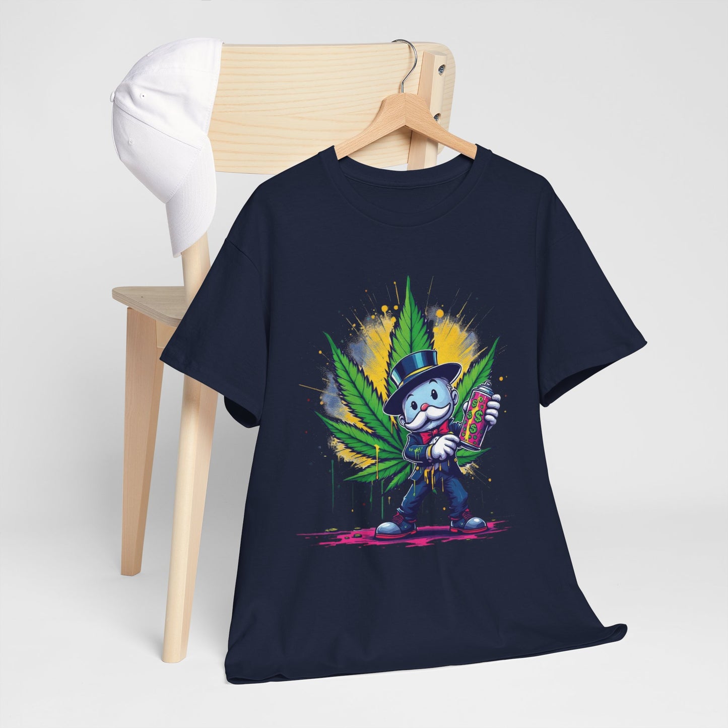 Cute Stoner Holiday Tee with Leaf and Spray Can