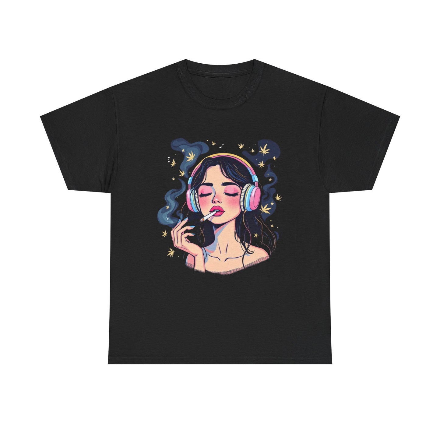 Music Lover Tee — Dreamy Girl with Headphones Graphic T‑Shirt