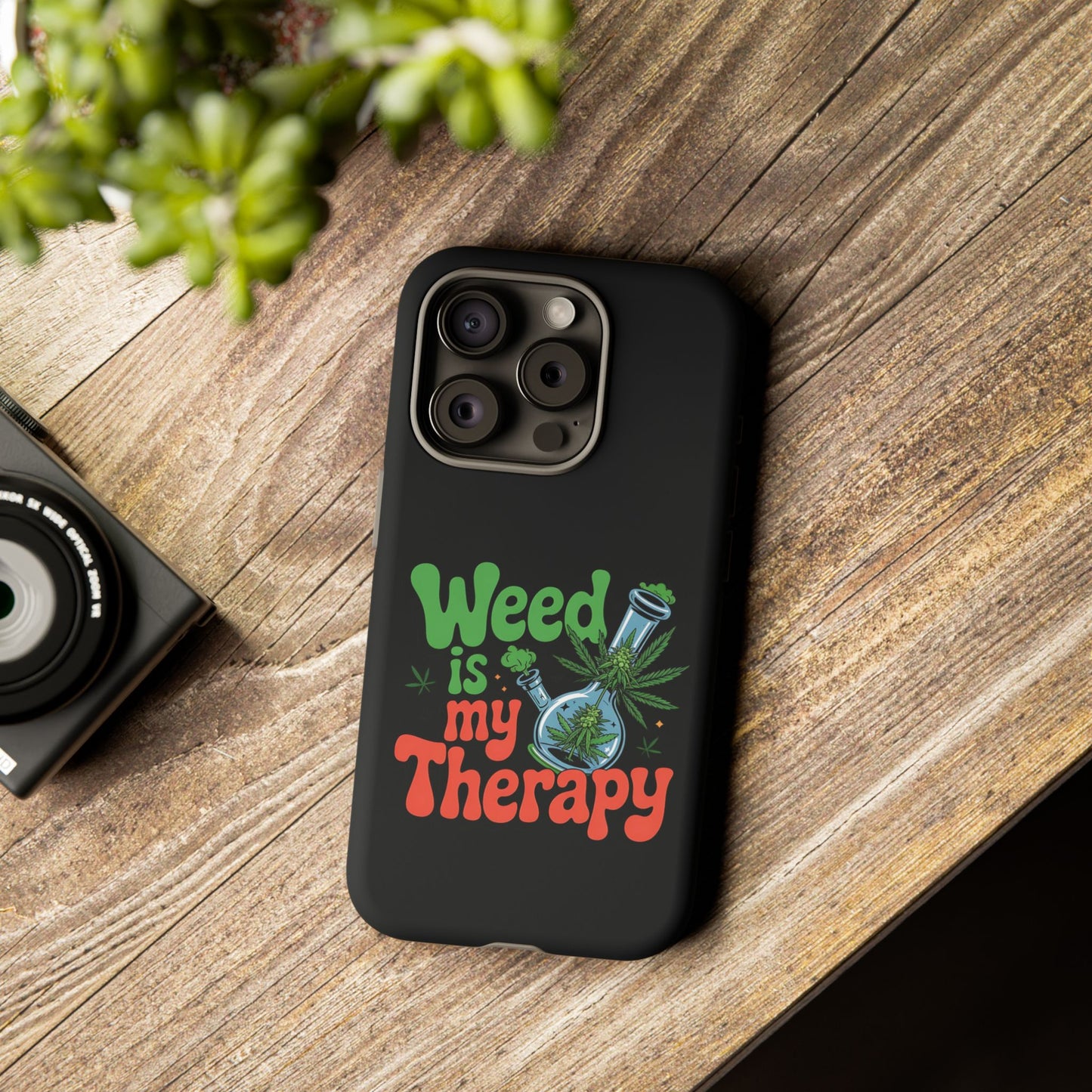 Phone Case — "Weed Is My Therapy" Retro Cannabis Design