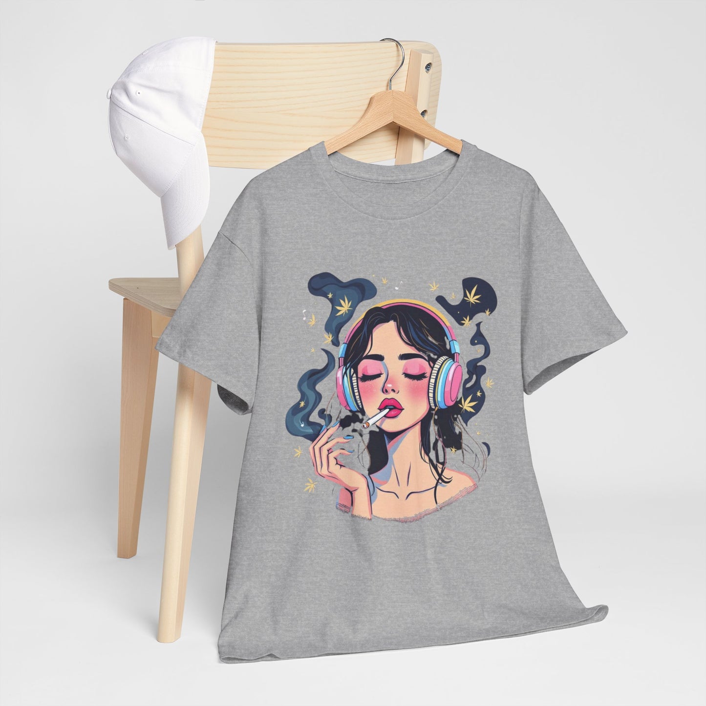 Music Lover Tee — Dreamy Girl with Headphones Graphic T‑Shirt