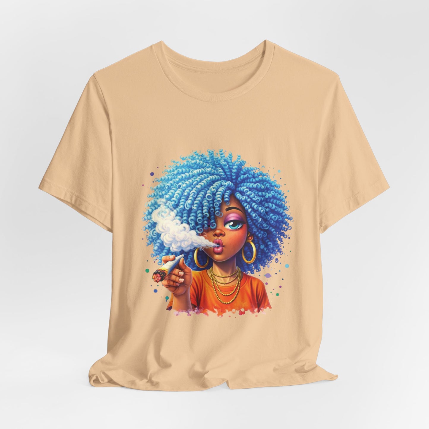 Afro Puff Vibes T-Shirt — Cool Blue Hair Graphic Tee