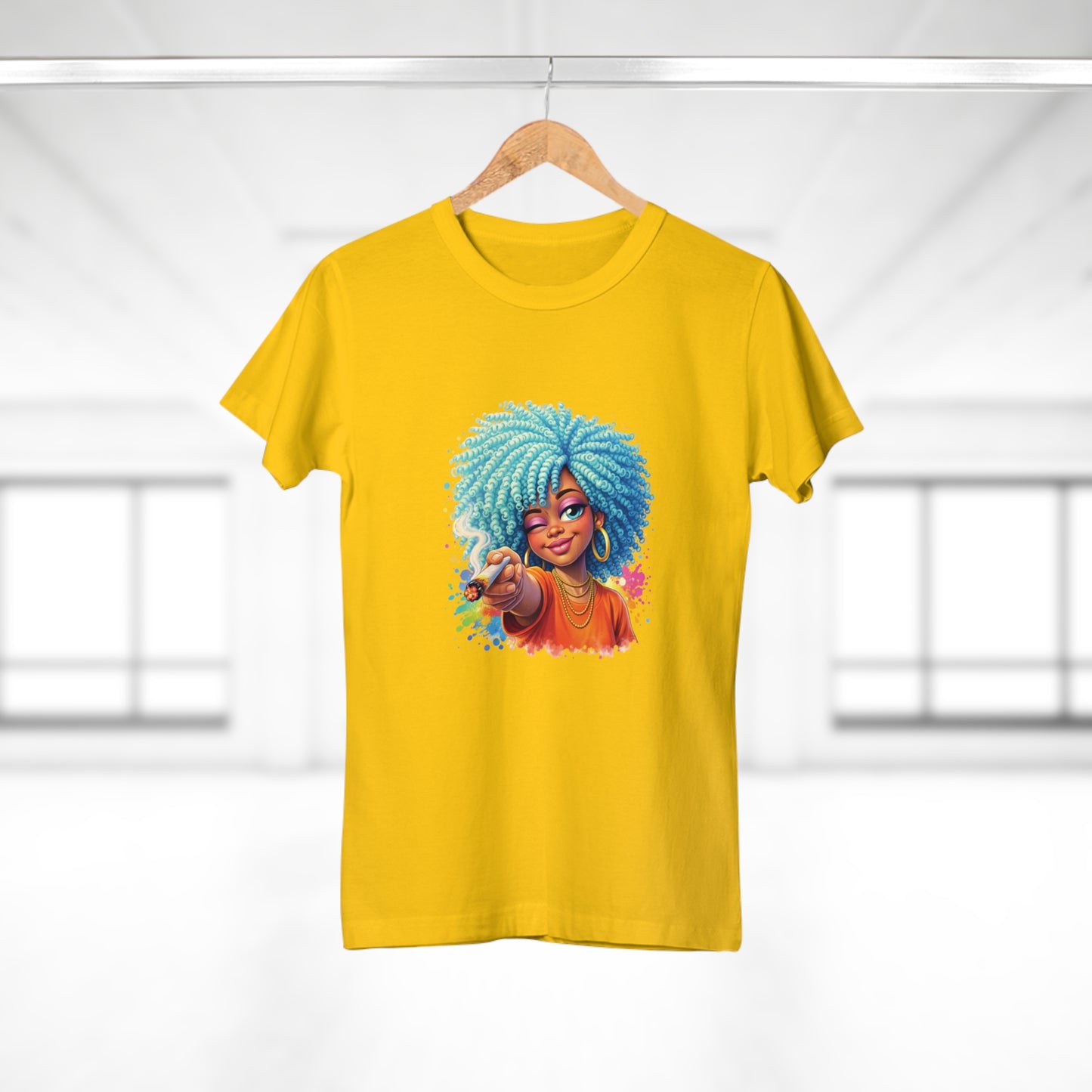 Afro Girl Pointing Graphic T-Shirt — Colorful Natural Hair Illustration Tee