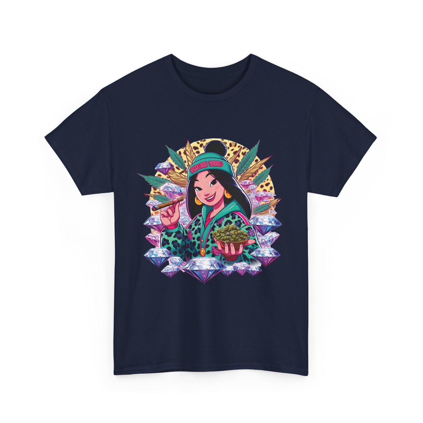 Mulan Floral Portrait T‑Shirt — Vibrant Asian Princess Illustration Tee
