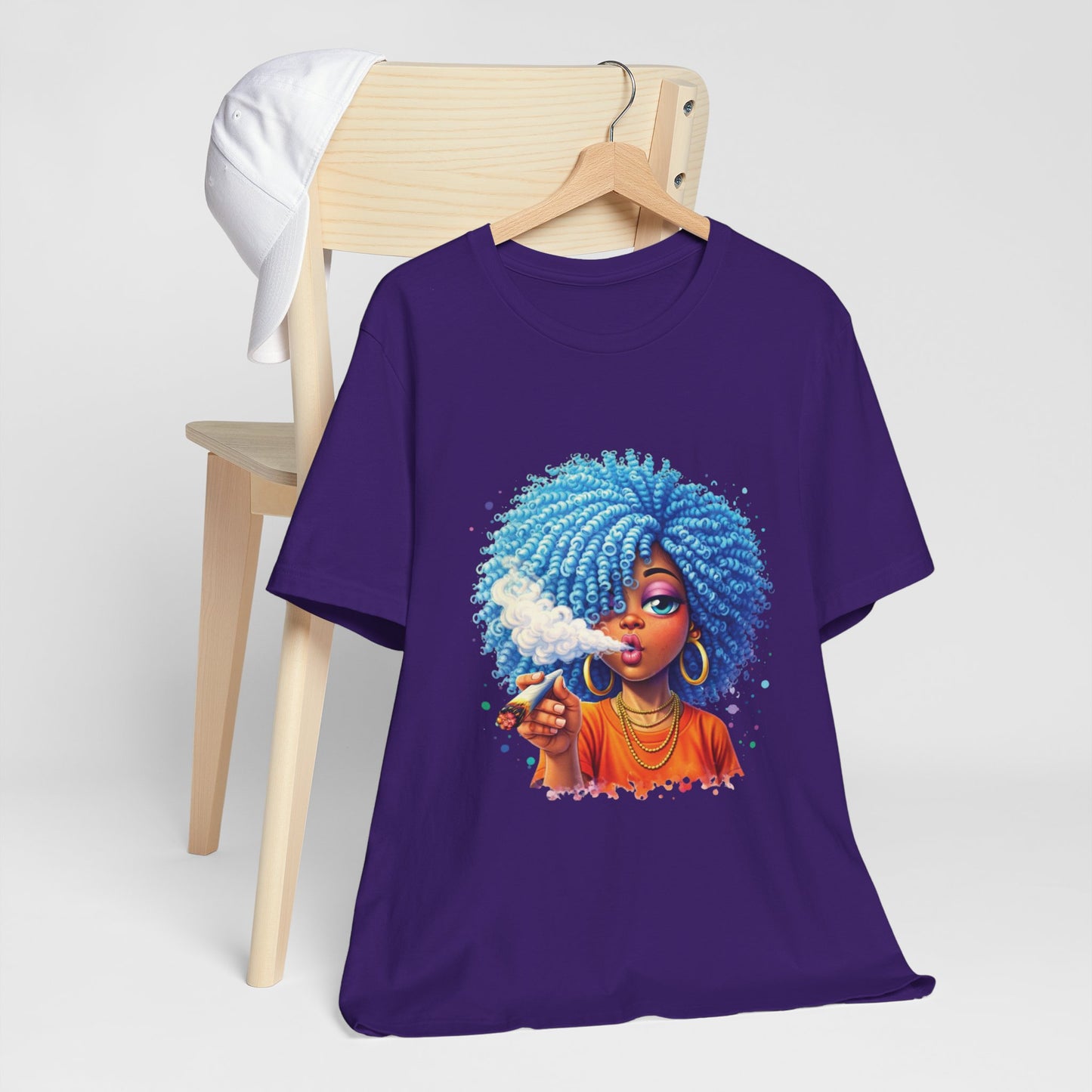 Afro Puff Vibes T-Shirt — Cool Blue Hair Graphic Tee
