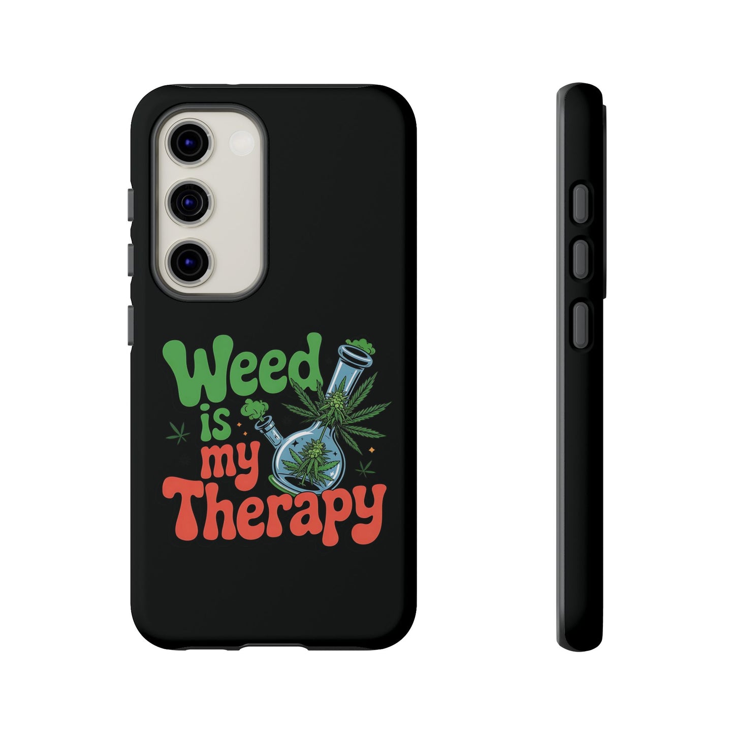 Phone Case — "Weed Is My Therapy" Retro Cannabis Design