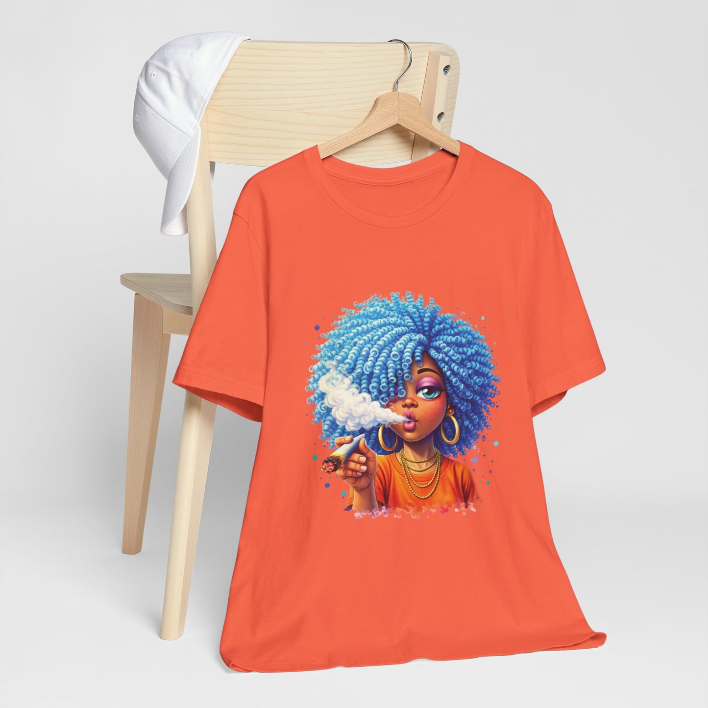 Afro Puff Vibes T-Shirt — Cool Blue Hair Graphic Tee