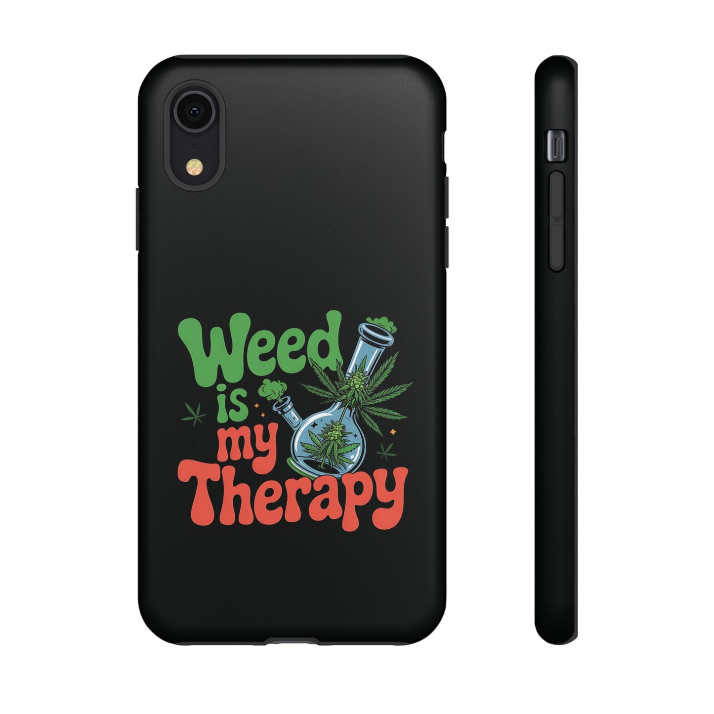 Phone Case — "Weed Is My Therapy" Retro Cannabis Design