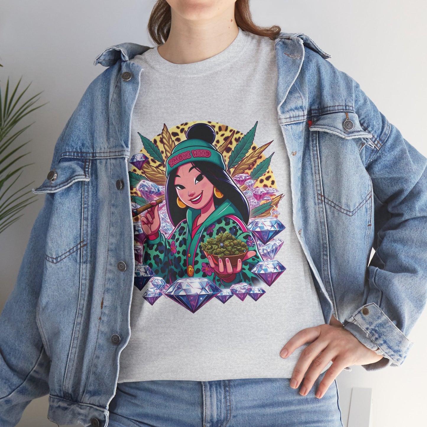 Mulan Floral Portrait T‑Shirt — Vibrant Asian Princess Illustration Tee