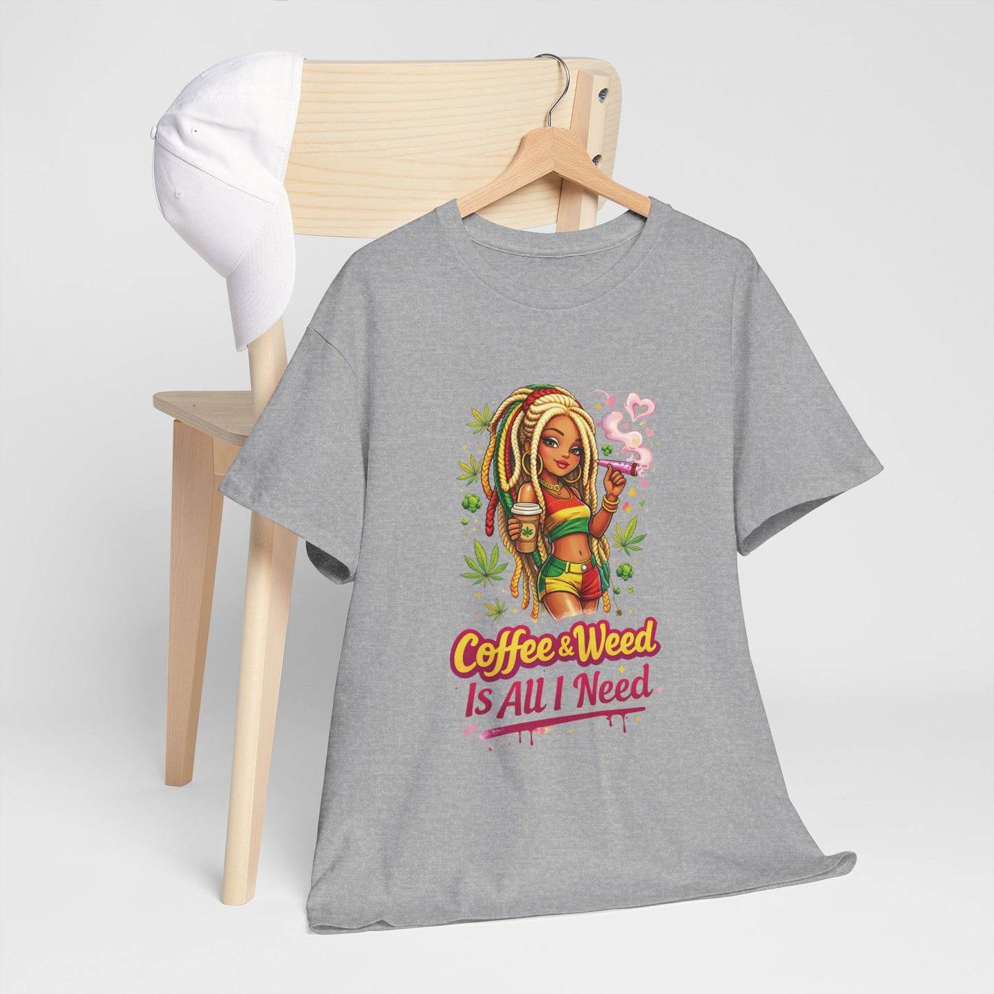 T-Shirt — "Coffee & Weed Is All I Need" Rasta Vibe Graphic Tee