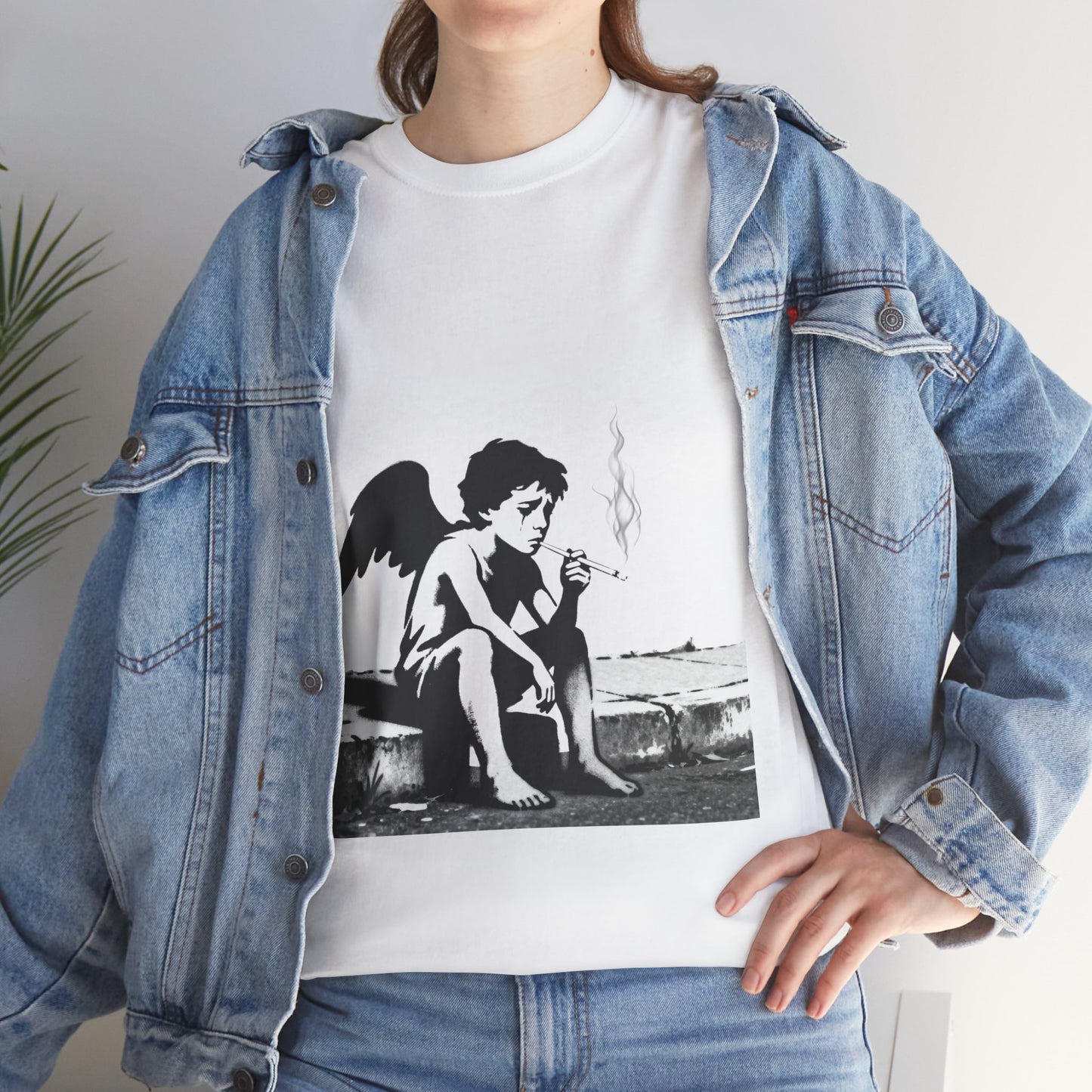 Angel Smoking Graphic Tee — Vintage Cherub Streetwear T-Shirt