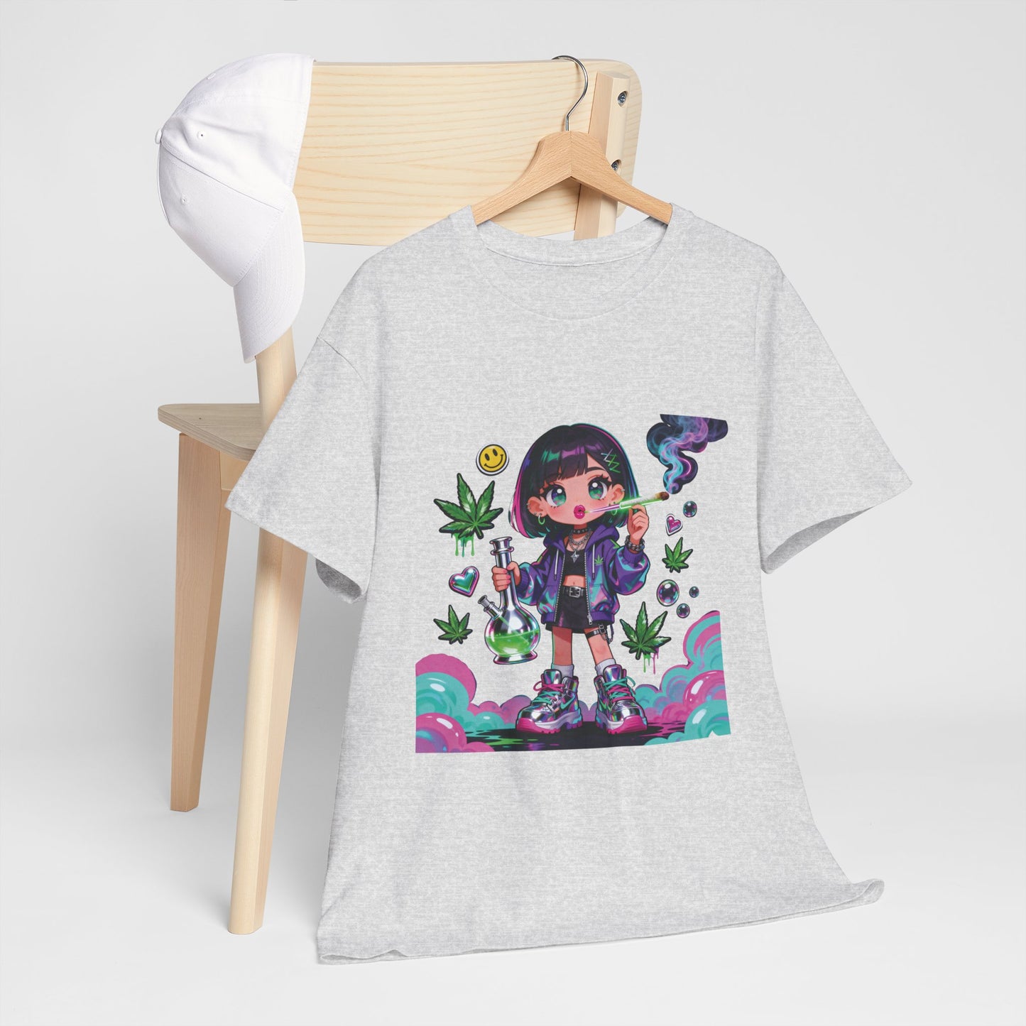 Graphic Tee — Cute Grunge Girl with 420 Art (Kawaii Stoner Aesthetic)