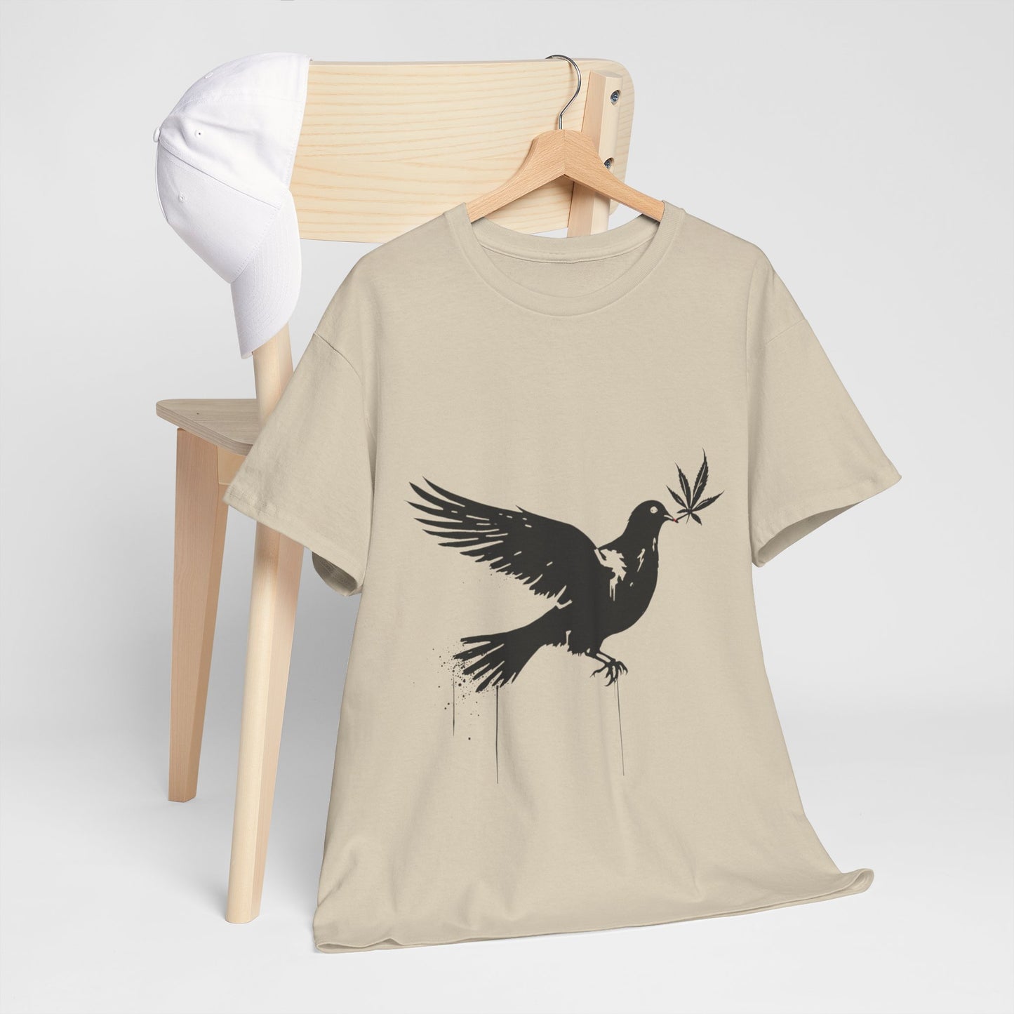 Dove with Weed Leaf Tee — Peace Dove Graphic T-Shirt