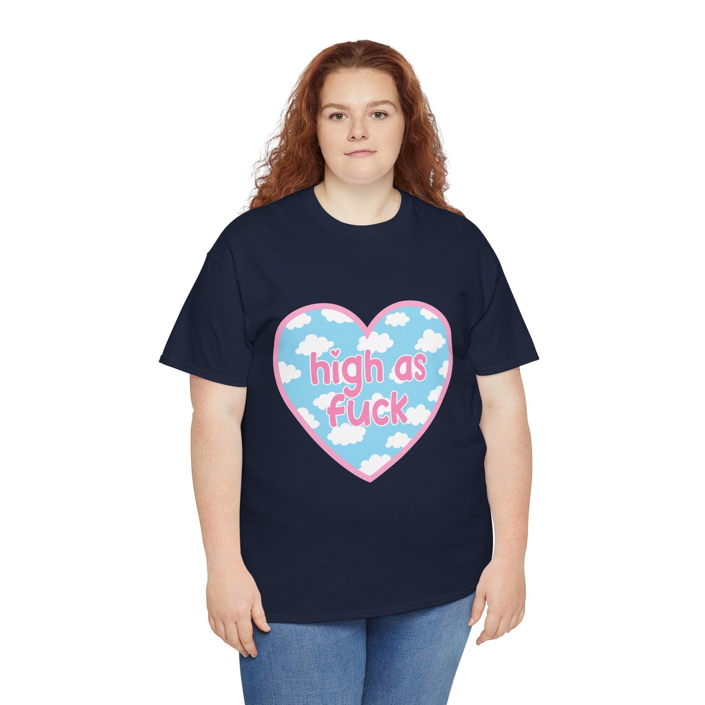 High as F*** Heart Tee — Cute Pastel Cloud Graphic T-Shirt