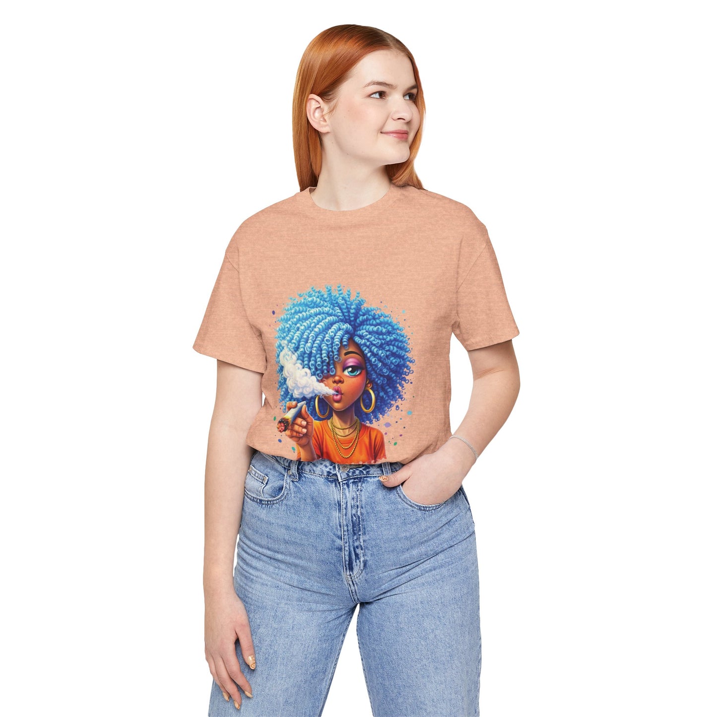 Afro Puff Vibes T-Shirt — Cool Blue Hair Graphic Tee
