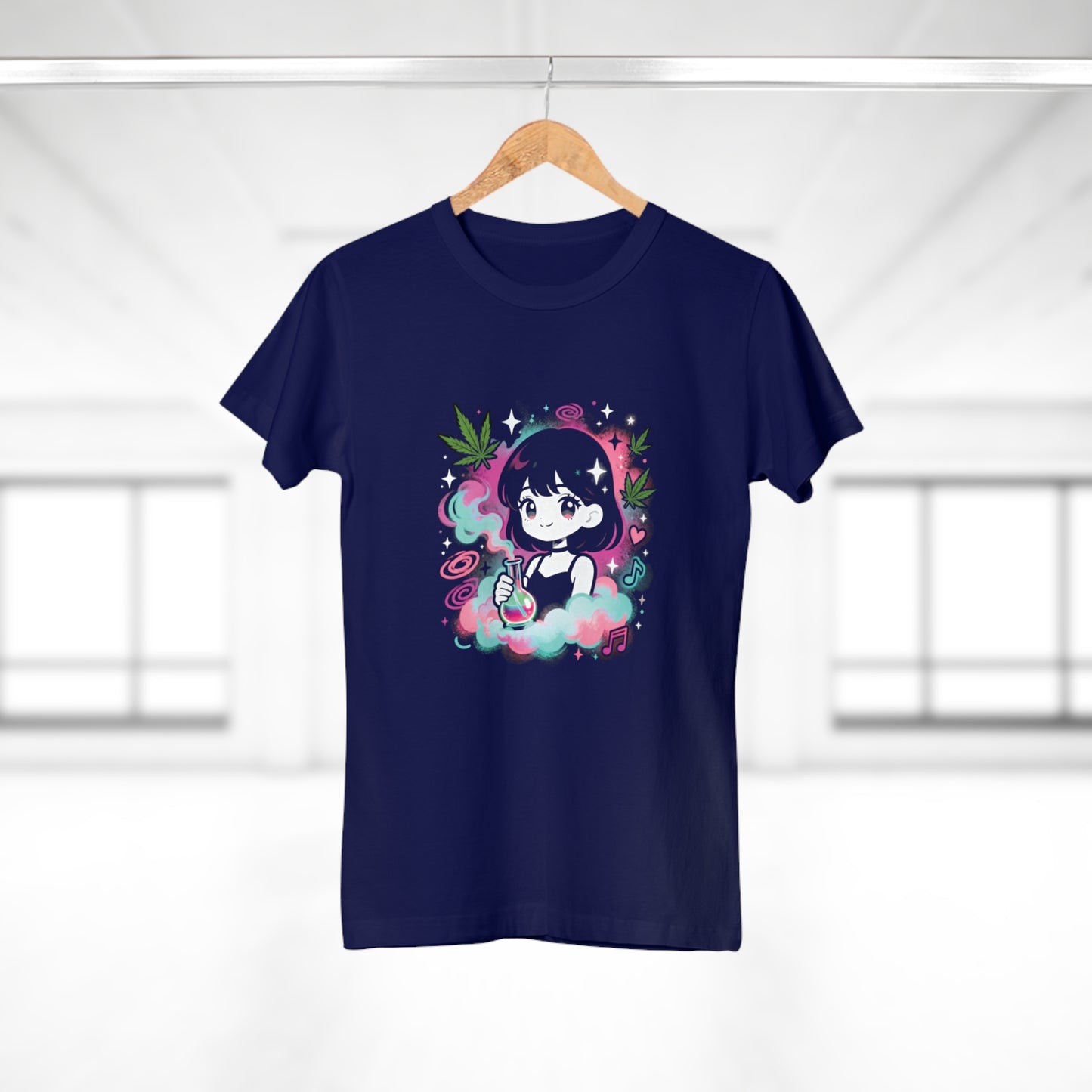 Anime Girl Puff Graphic T-Shirt — Cute 420 Vapor Aesthetic Tee