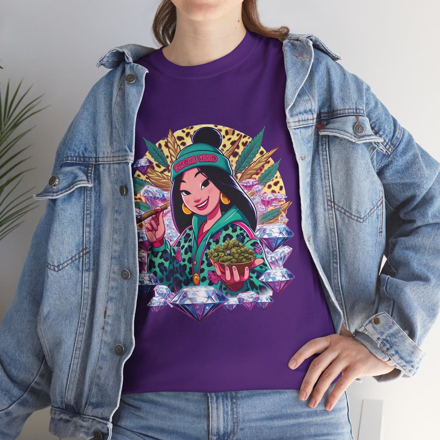 Mulan Floral Portrait T‑Shirt — Vibrant Asian Princess Illustration Tee