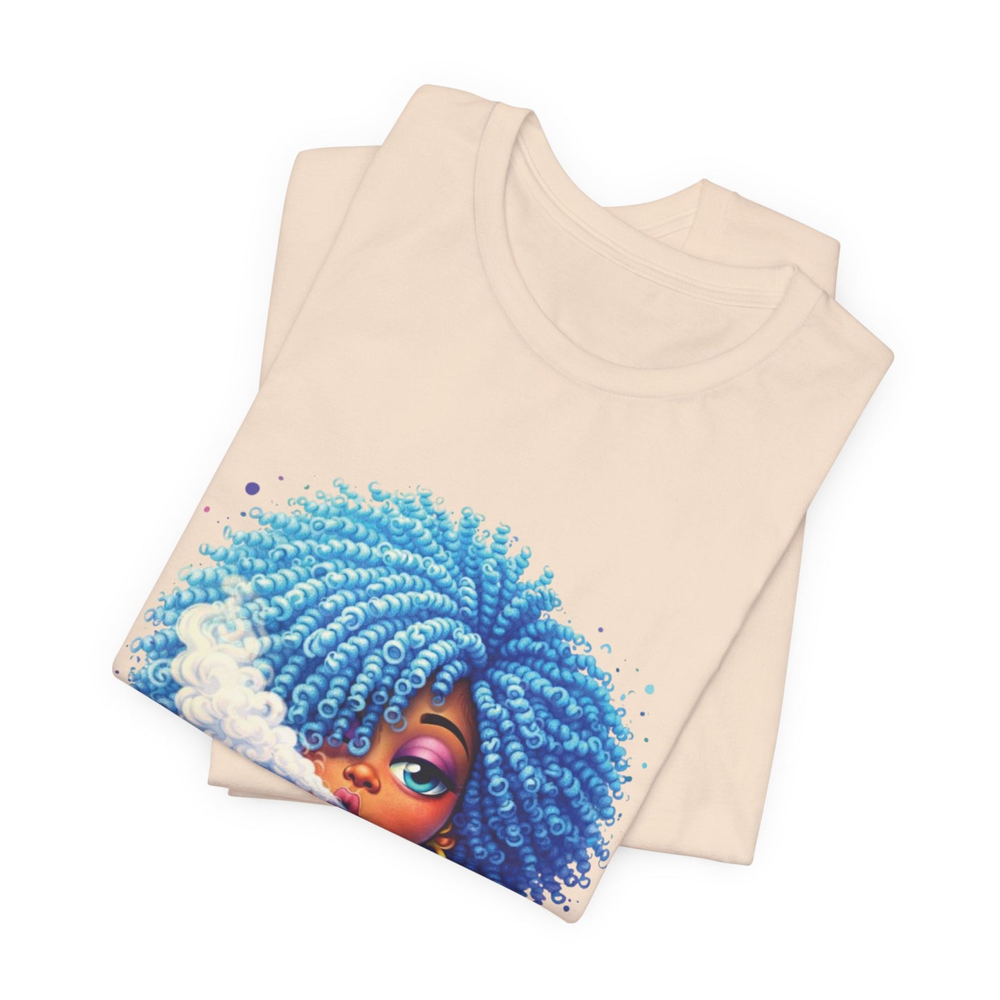 Afro Puff Vibes T-Shirt — Cool Blue Hair Graphic Tee